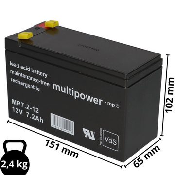 Multipower Multipower Blei-Akku MP7,2-12 Pb 12V / 7,2Ah VdS G109009, Faston 4,8 Bleiakkus
