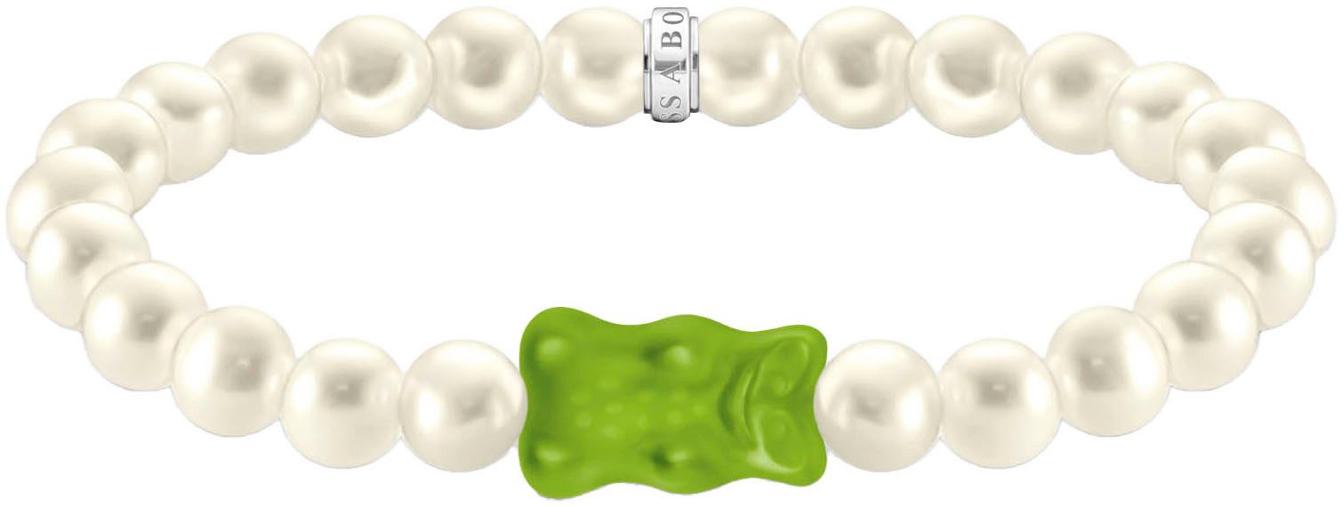 THOMAS SABO Armband THOMAS SABO x HARIBO Schmuck: Perlenarmband mit Goldbär, mit Kristallglas - mit Süßwasserzuchtperle