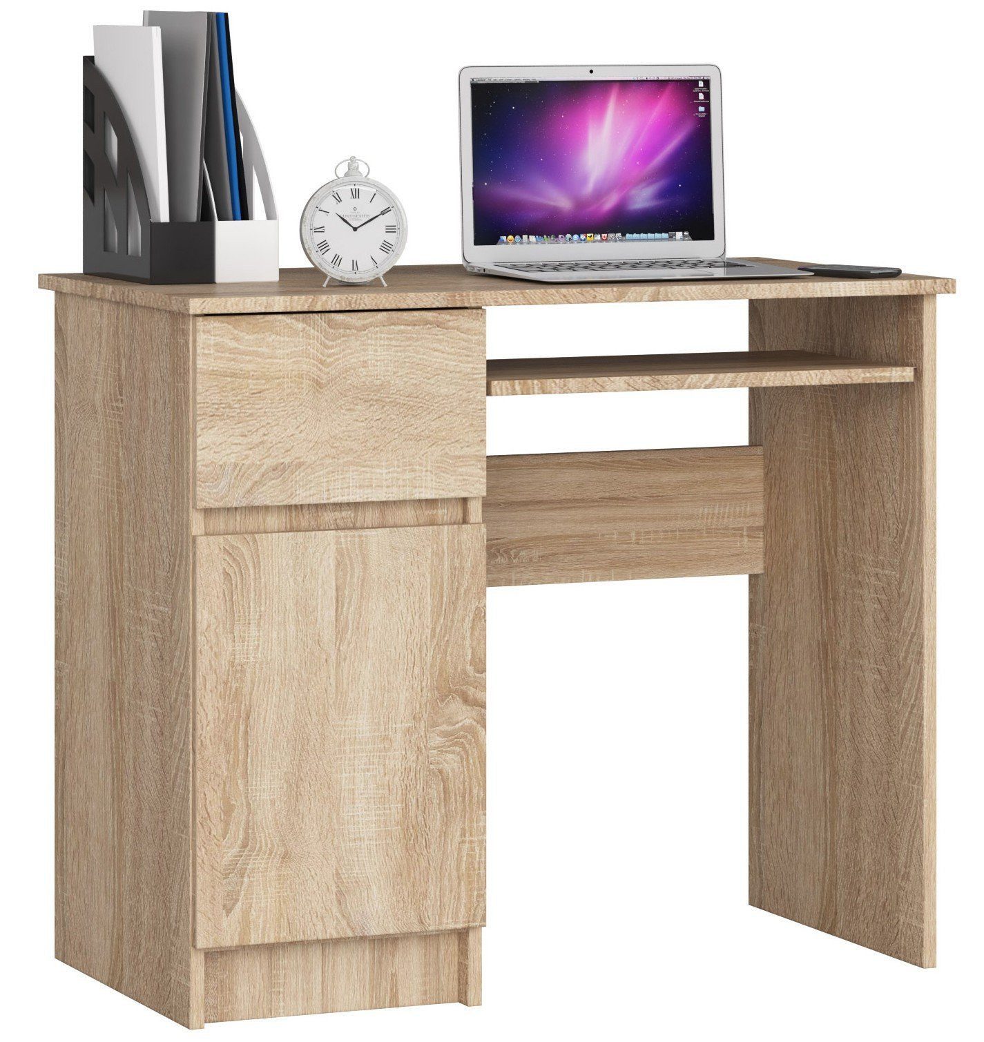 Raumhirsch Furniture Schreibtisch 90 cm Breite - Computertisch 90 cm Breite - Optimale Arbeitsfläche, Hochwertiges Laminat, Stauraum, elegantes Design, Selbstmontage
