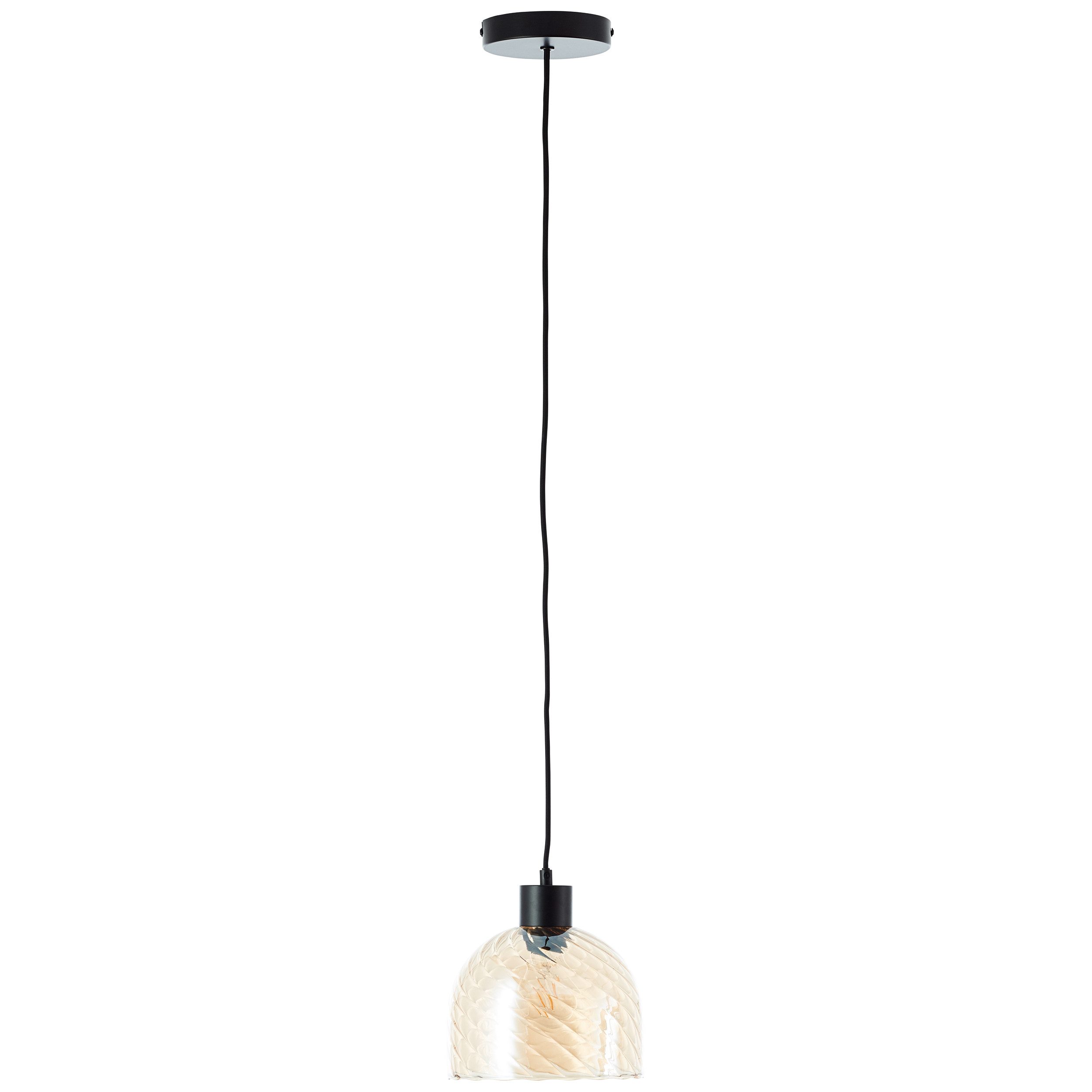 Brilliant Pendelleuchte Casto, ohne Leuchtmittel, 150 x 19 cm, E27, kürzbar, Glas, bernsteinfarben
