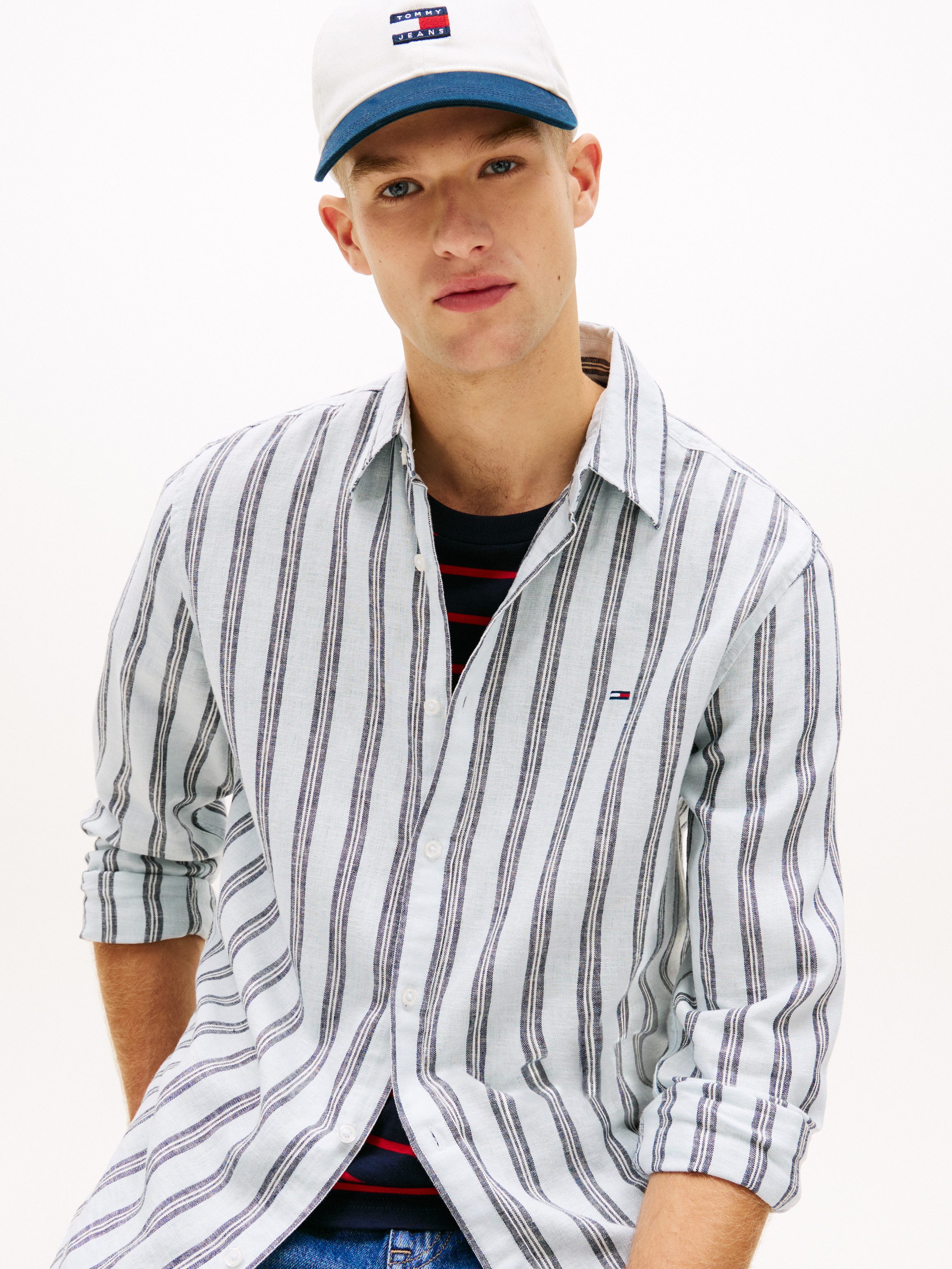 Tommy Jeans Langarmhemd REGULAR LINEN MIX STRIPES Regular fit mit Streifenmuster