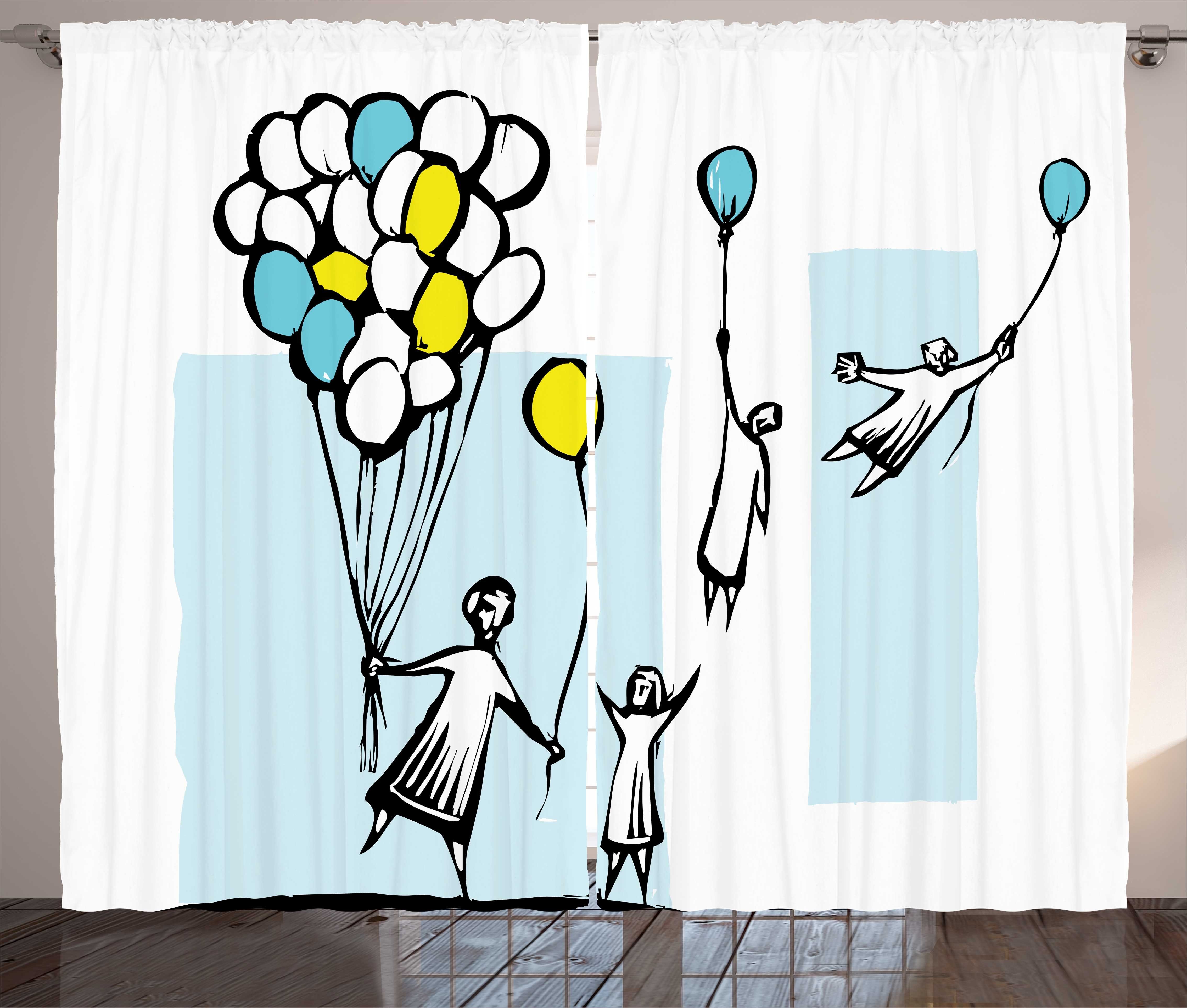 Gardine Schlafzimmer Kräuselband Vorhang Zirkus Schlaufen Luftballons Blaue Abakuhaus, Haken, und gelbe und mit