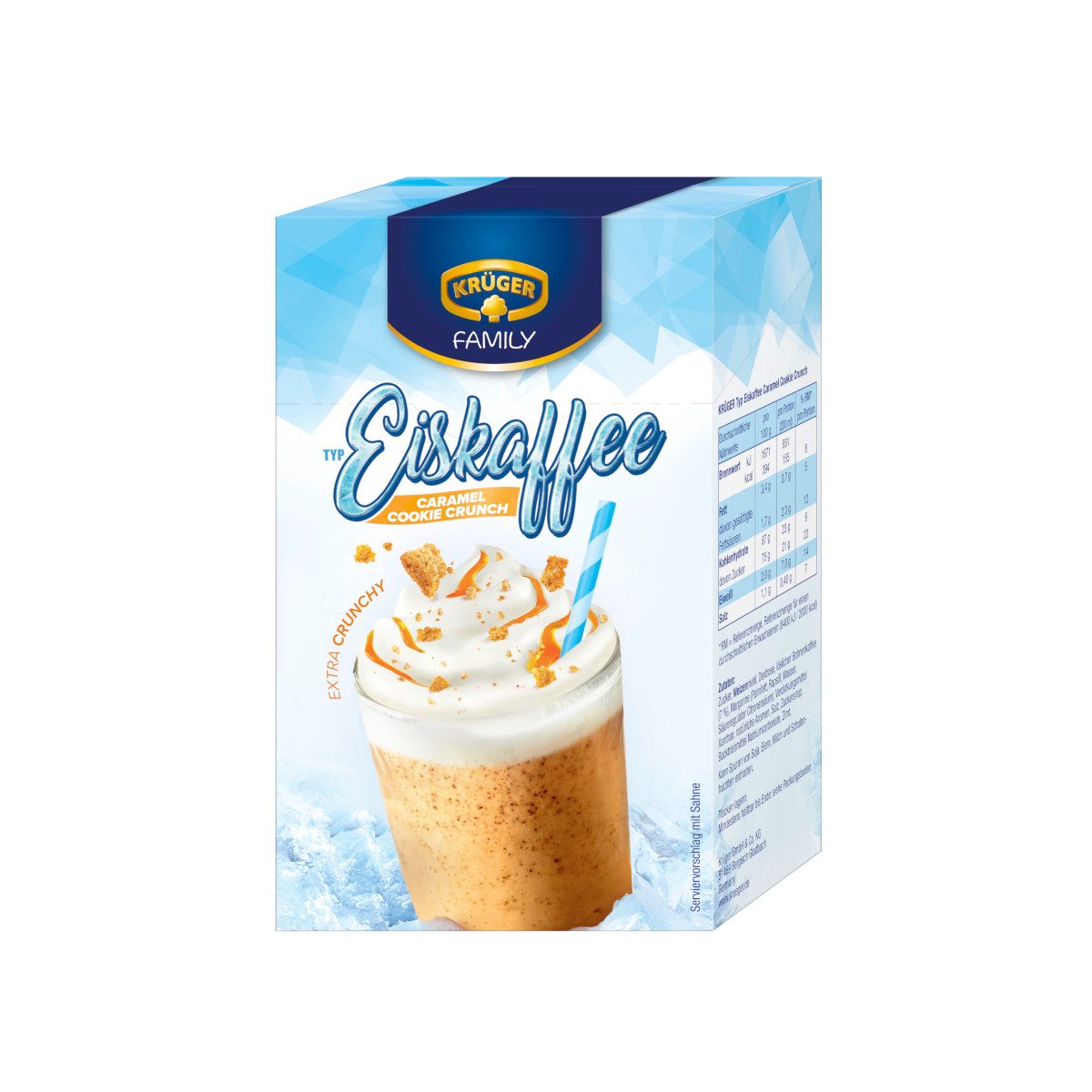 Krüger Kaffee, Krüger Eiskaffee Caramel Crunch Getränkepulver 10x15g Packung 150g