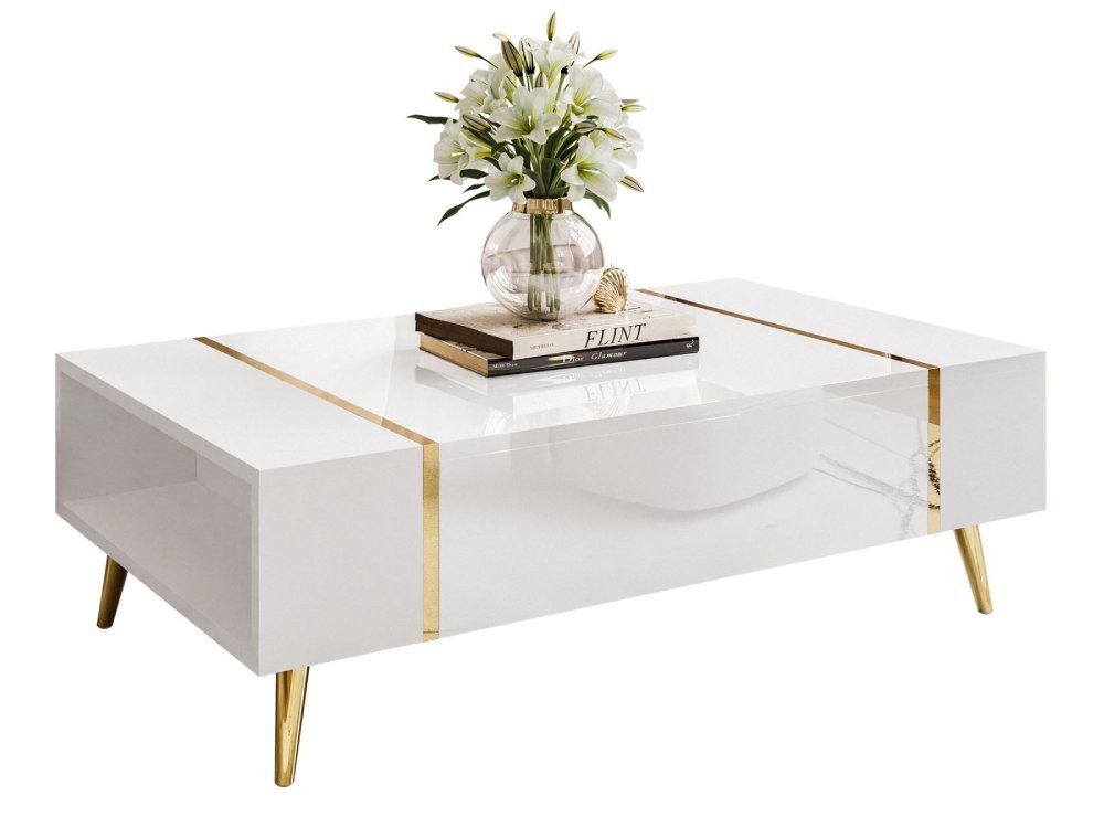 ALLHOUSE24 Couchtisch DIAMANT GOLD Sofatisch Hochglanz, Stauraum, goldene B günstig online kaufen