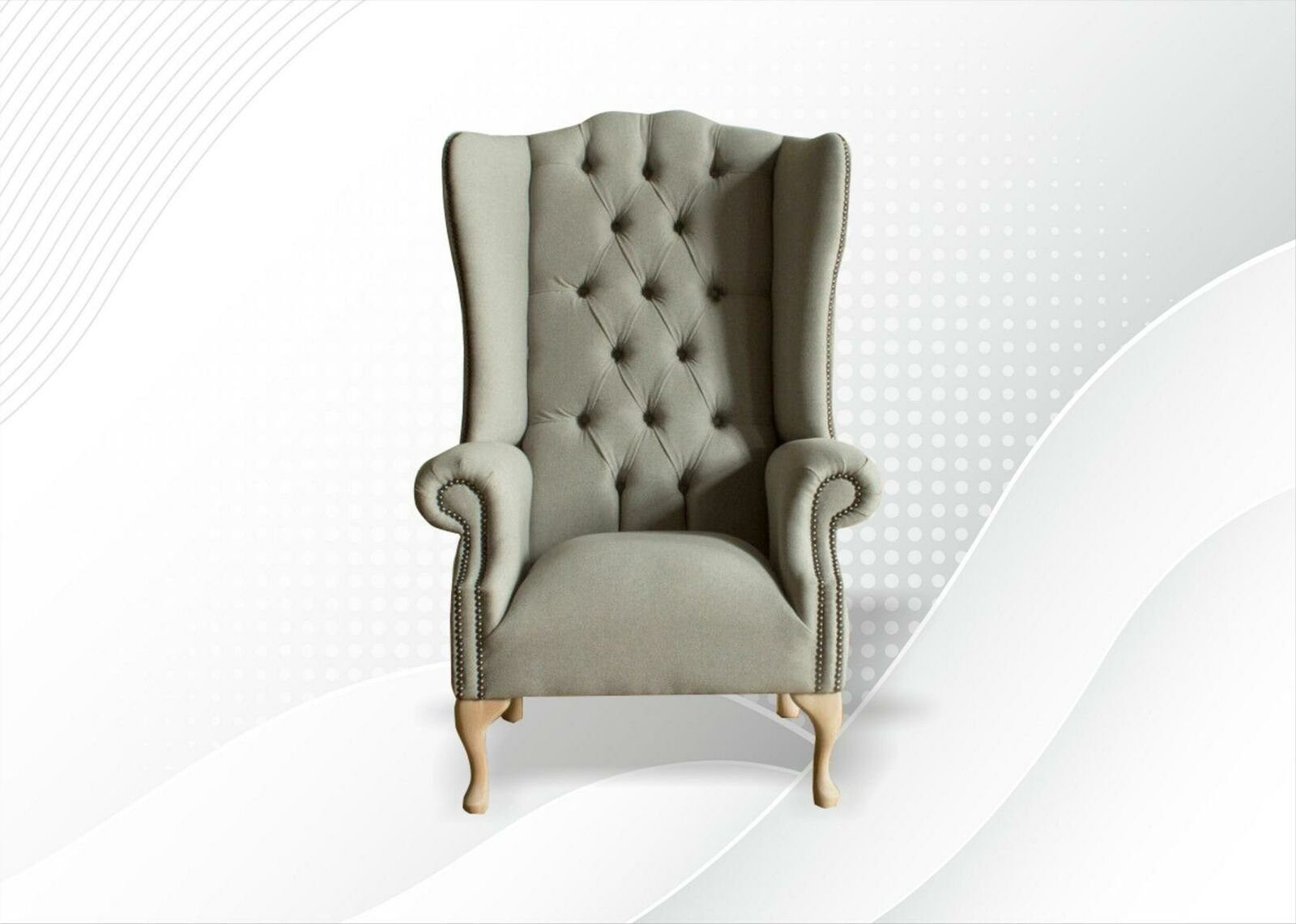 JVmoebel Ohrensessel Grauer Ohrensessel Sessel Couch Polster Sofa Textil Chesterfield (Sessel), Made in Europe
