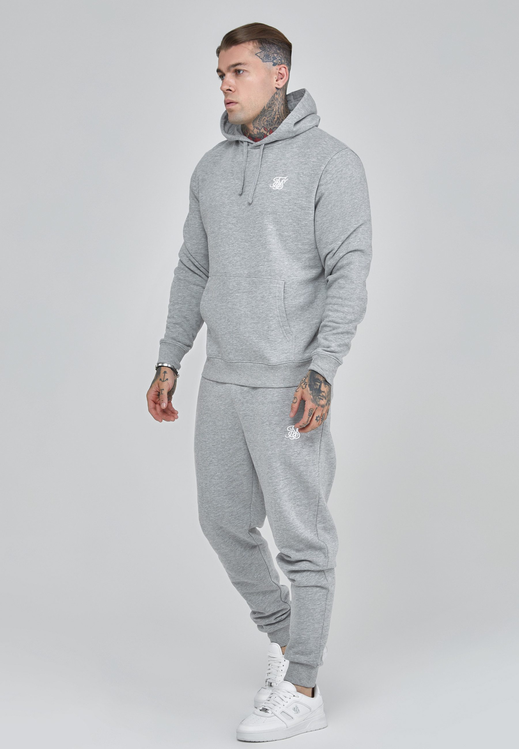 Siksilk Hoodie SikSilk Herren Grauer Essentials Overhead Kapuzenpullover günstig online kaufen