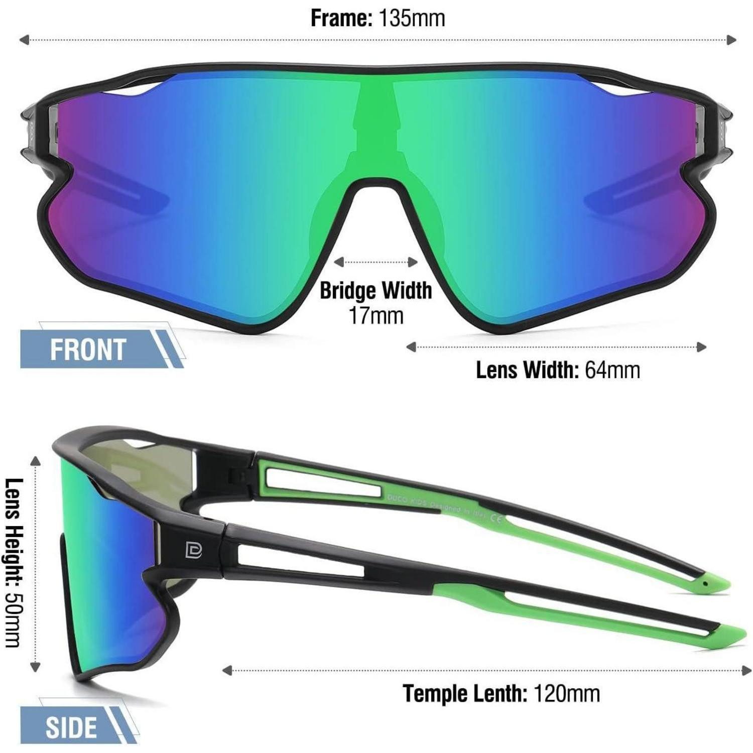 LuxusKollektion Sonnenbrille Sonnenbrille Kinder Baseball Schwarz Rahmen Grün Bügel Farbig Gläser