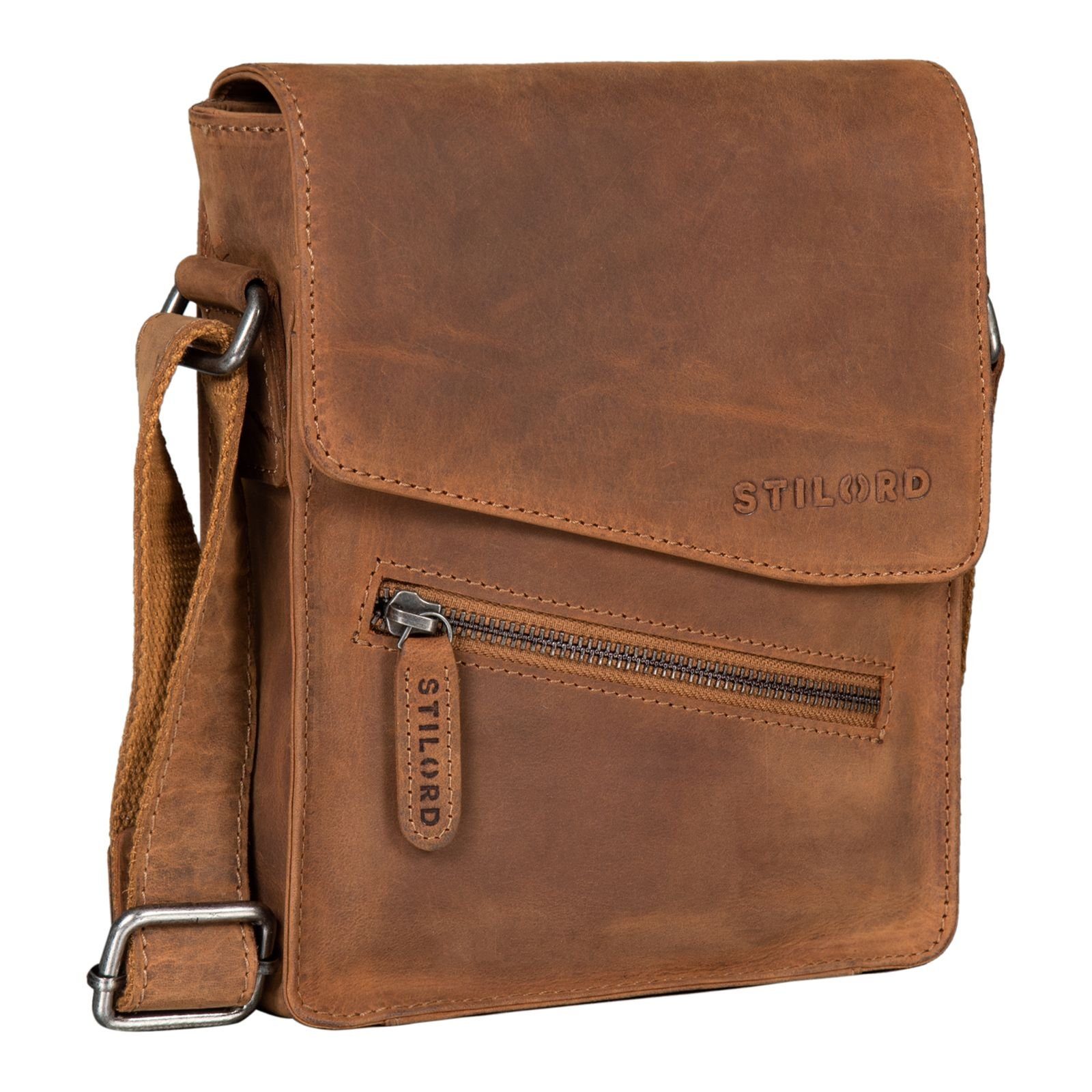 STILORD Schultertasche "Steve" Kleine Herren Tasche Leder