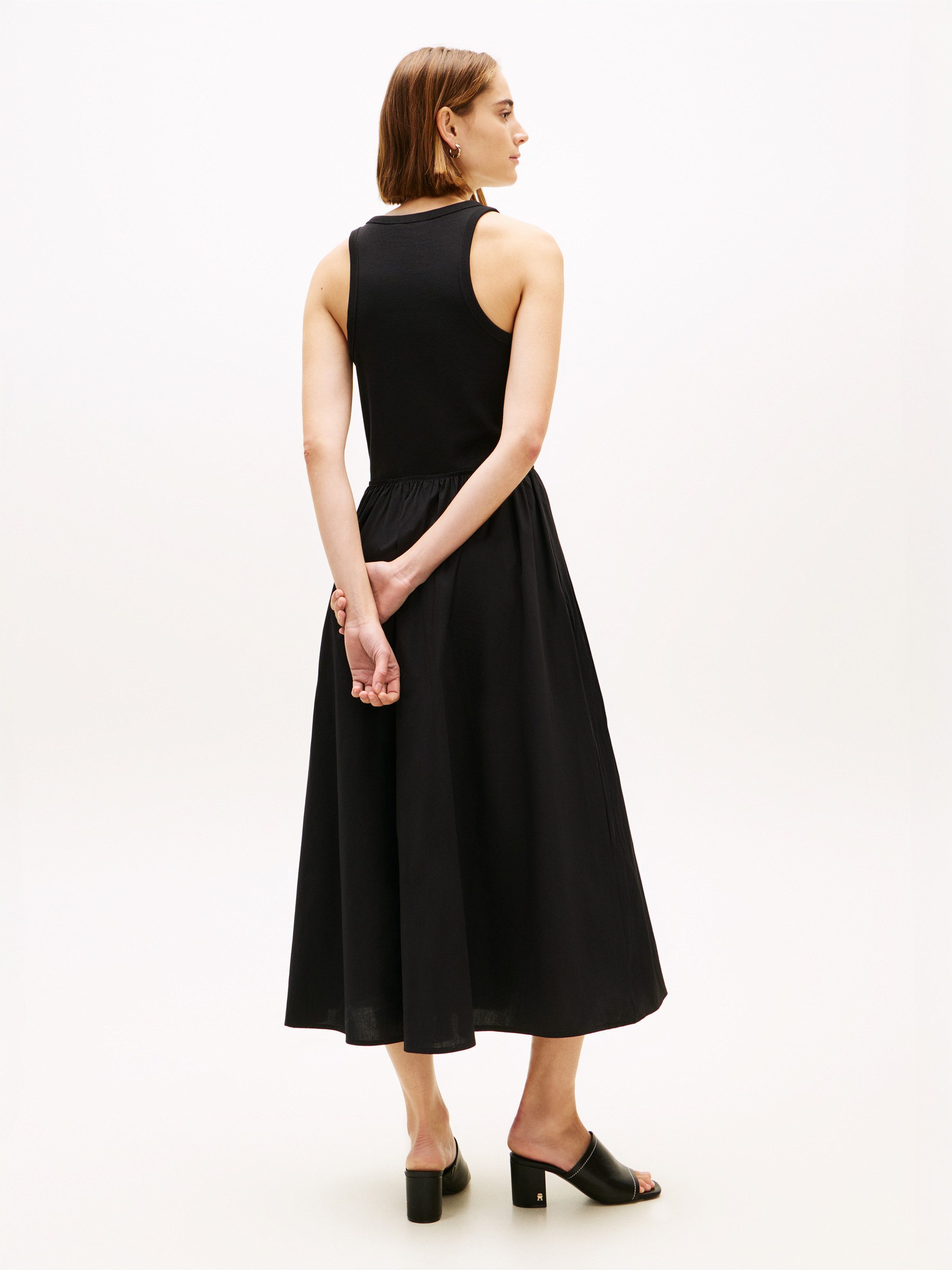 Tommy Hilfiger A-Linien-Kleid GOLD BUTTON POPLIN MIX DRESS Baumwollmischung, mit goldfarbenen Knöpfen