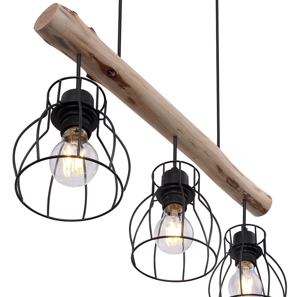 Leuchtmittel Retro Decken Lampe FERNBEDIENUNG Holz Pendel Leuchte LED Pendelleuchte, Farbwechsel, inklusive, Warmweiß, Balken etc-shop