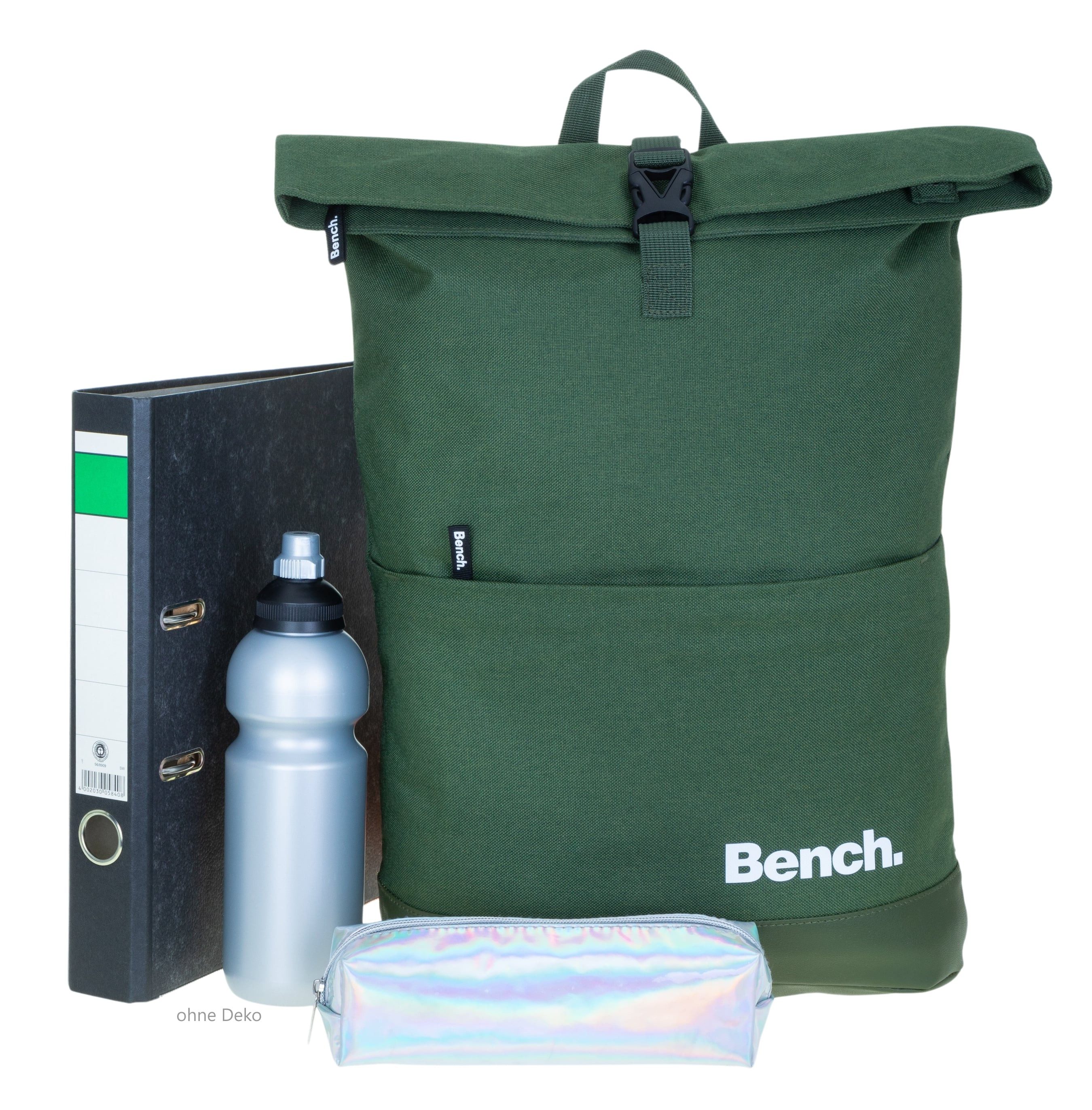 Bench. Rucksack Damen Herren Kurierrucksack Laptop Fach Roll-Top, 19 Liter Daypack DIN A4 mit Geheimfach 64180 + Trinkflasche