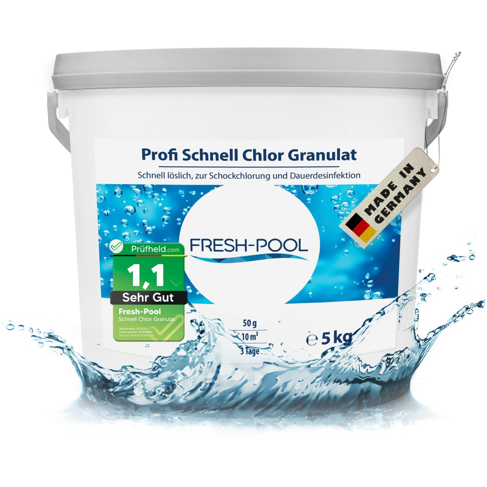 Fresh-Pool Poolpflege Profi Schnell Chlor Granulat 5 kg incl. Dosierbech günstig online kaufen