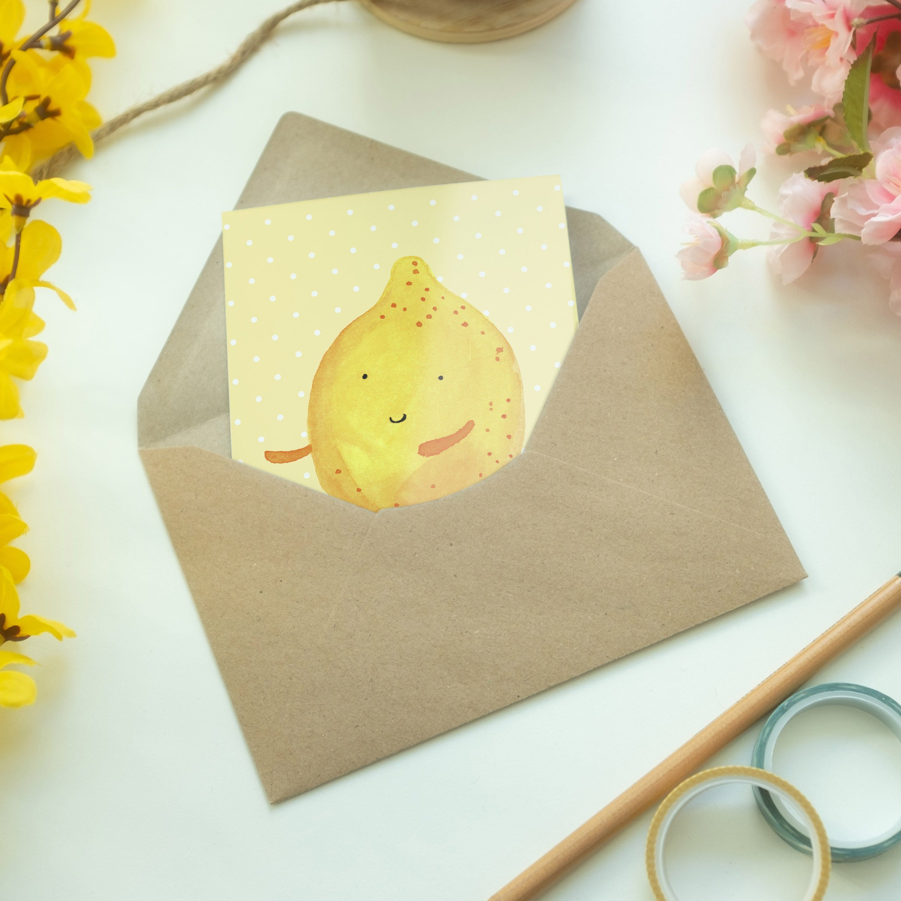 Mr. & Geburtstagskarte, - BestFriends-Lemon Geschenk, Panda - Einlad Pastell Grußkarte Gelb Mrs
