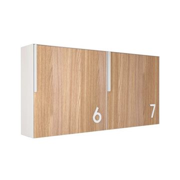 Bravios Briefkasten Wandbriefkasten Porto Weiß mit Holzdekor-Front