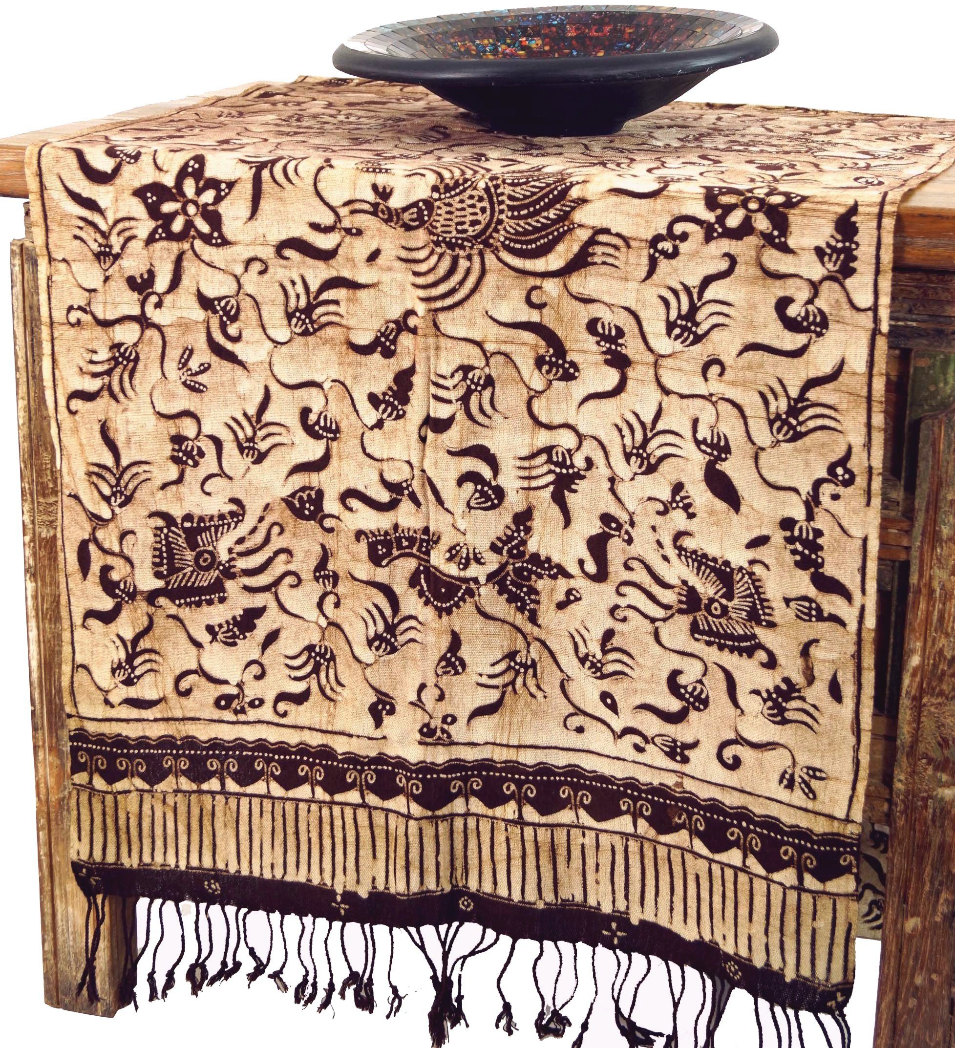 Guru-Shop Tischläufer Batik Tischläufer, Wandbehang aus Indonesien -.. 190 x 50 Design 4