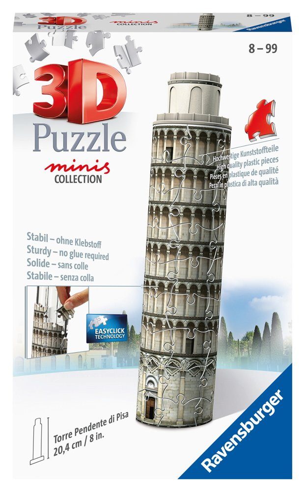 Ravensburger 3D-Puzzle 54 Teile Ravensburger 3D Puzzle Mini Schiefer Turm von Pisa 11247, 54 Puzzleteile