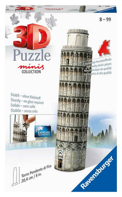 Ravensburger 3D-Puzzle 54 Teile Ravensburger 3D Puzzle Mini Schiefer Turm von Pisa 11247, 54 Puzzleteile
