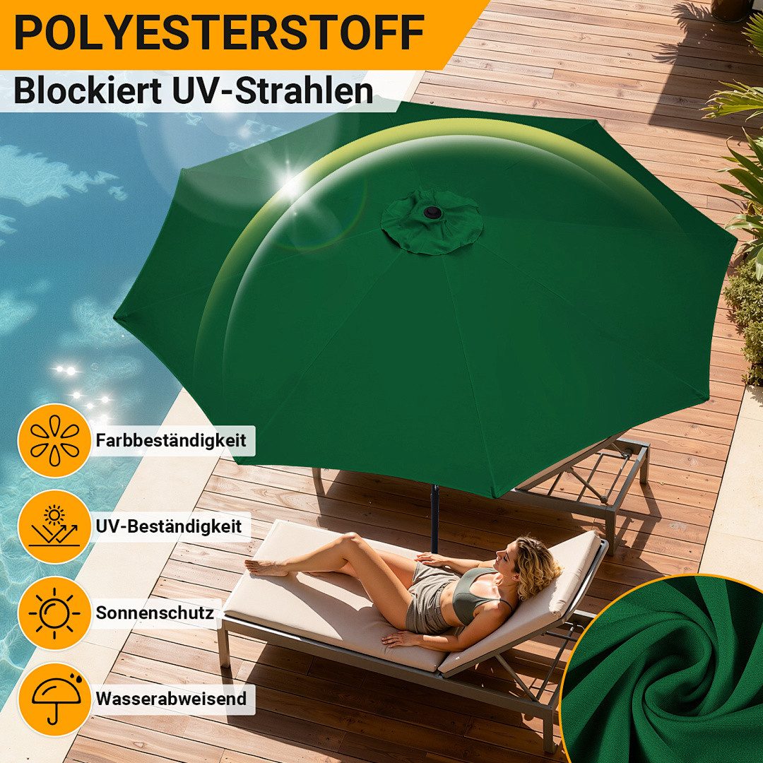 Clanmacy Sonnenschirm Sonnenschirm Ø270 cm knickbar Balkonschirm Gartenschirm UV50+ Grün, LxB: 270x270 cm, Stabiler knickbar/für Garten, Balkon, Terasse/Sonnenschutz