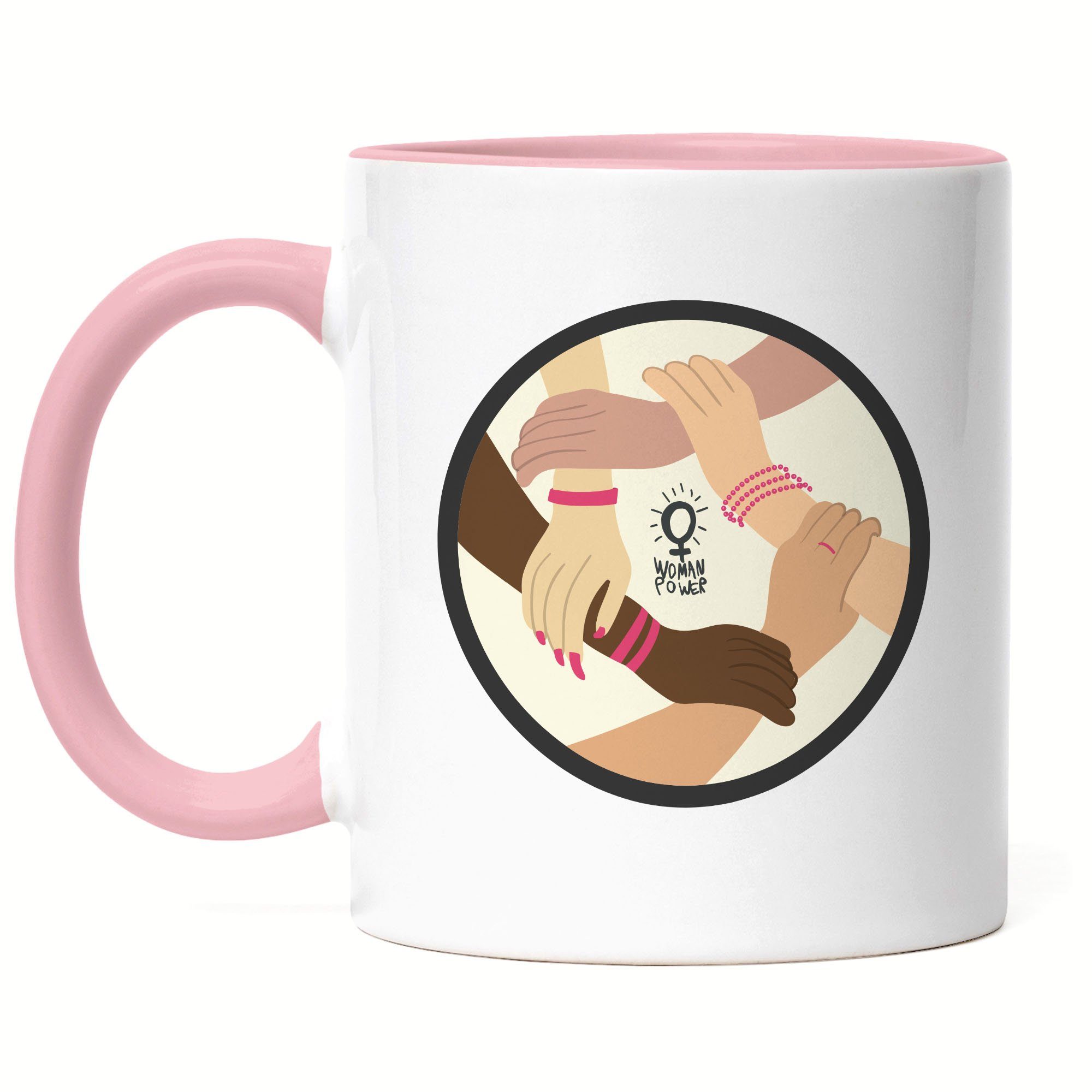 Hey!Print Tasse Frauenpower Tasse Geschenk für Superheldinnen Women Power Frauentag Feminismus, Keramik Rosa | Tassen