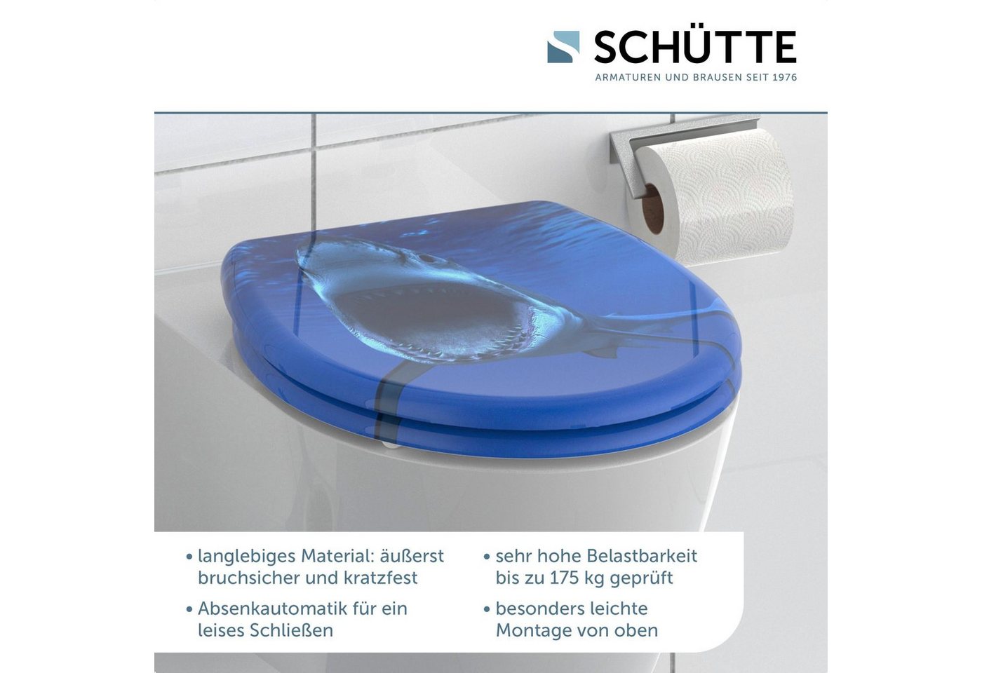 Thumbnail - Schütte WC-Sitz Shark, Duroplast, mit Absenkautomatik und Schnellverschluss