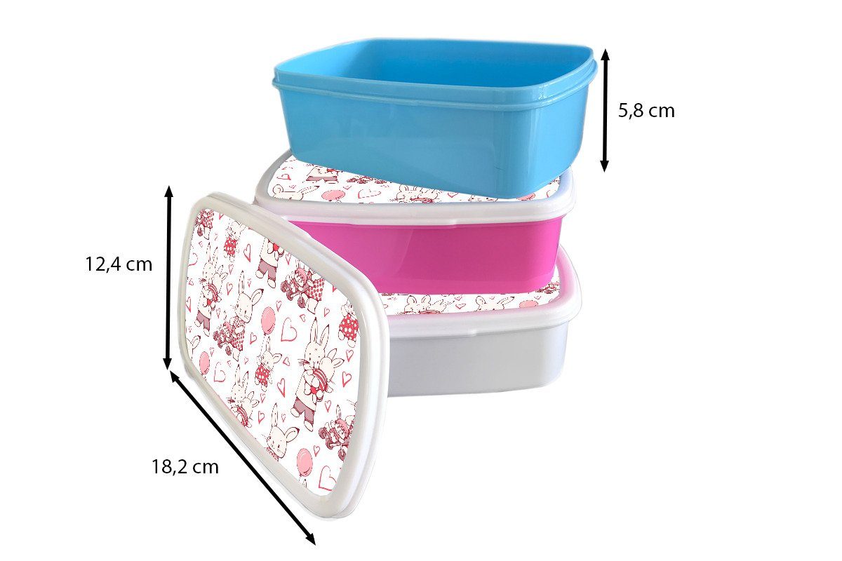 Kunststoff, rosa Brotdose Snackbox, Erwachsene, Lunchbox Brotbox für Liebe Kinder, Mädchen, - - Kunststoff Muster, MuchoWow Kaninchen (2-tlg),