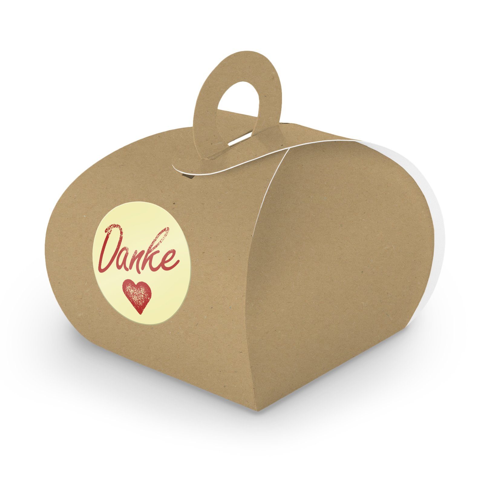 itenga Geschenkpapier SET DANKE (Motiv1) 24xGeschenkschachtel mit Griff braun + Sticker | Geschenkpapier