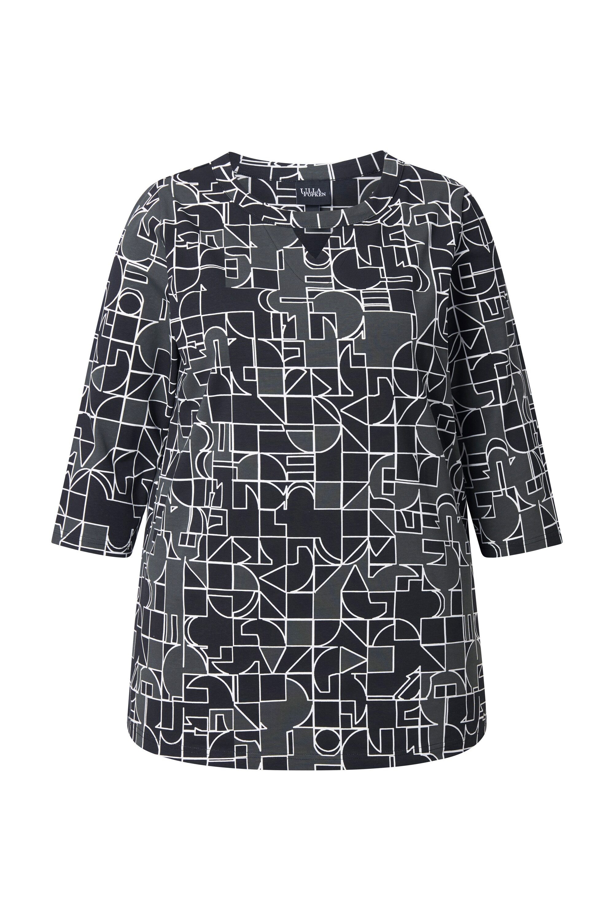 Ulla Popken T-Shirt Shirt grafischer Druck Rundhals 3/4-Arm günstig online kaufen