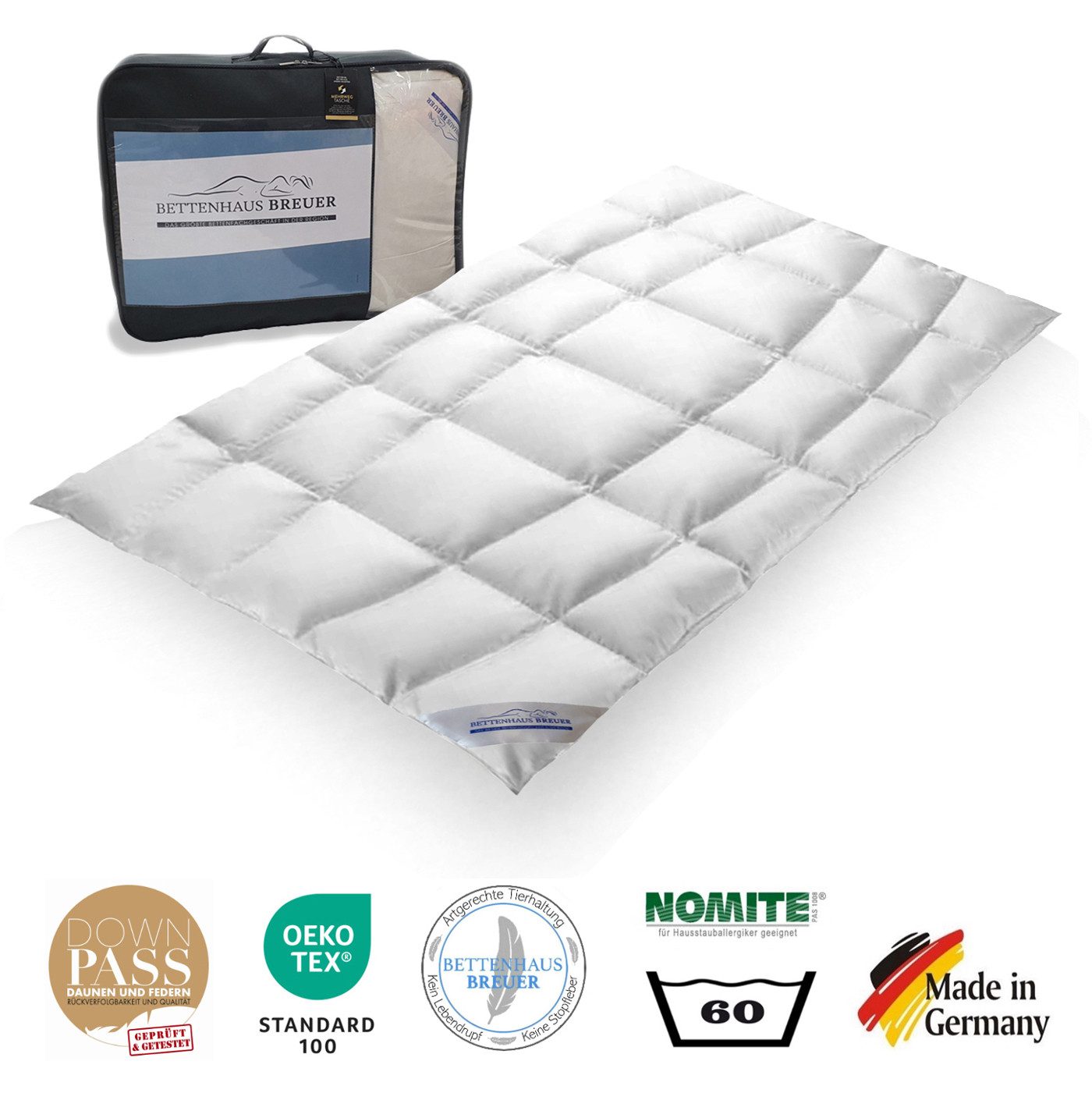 SPESSARTTRAUM Daunenbettdecke Extra warme 100% premium körperform Daunendecke Bettdecke 135x200 950g, Füllung: 100% Daunen, Allergikergeeignet