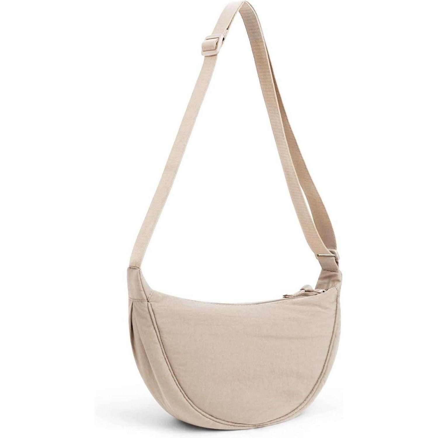 Umhängetasche Damen Halbmond Crossbody Tasche in Beige 31x16x9cm