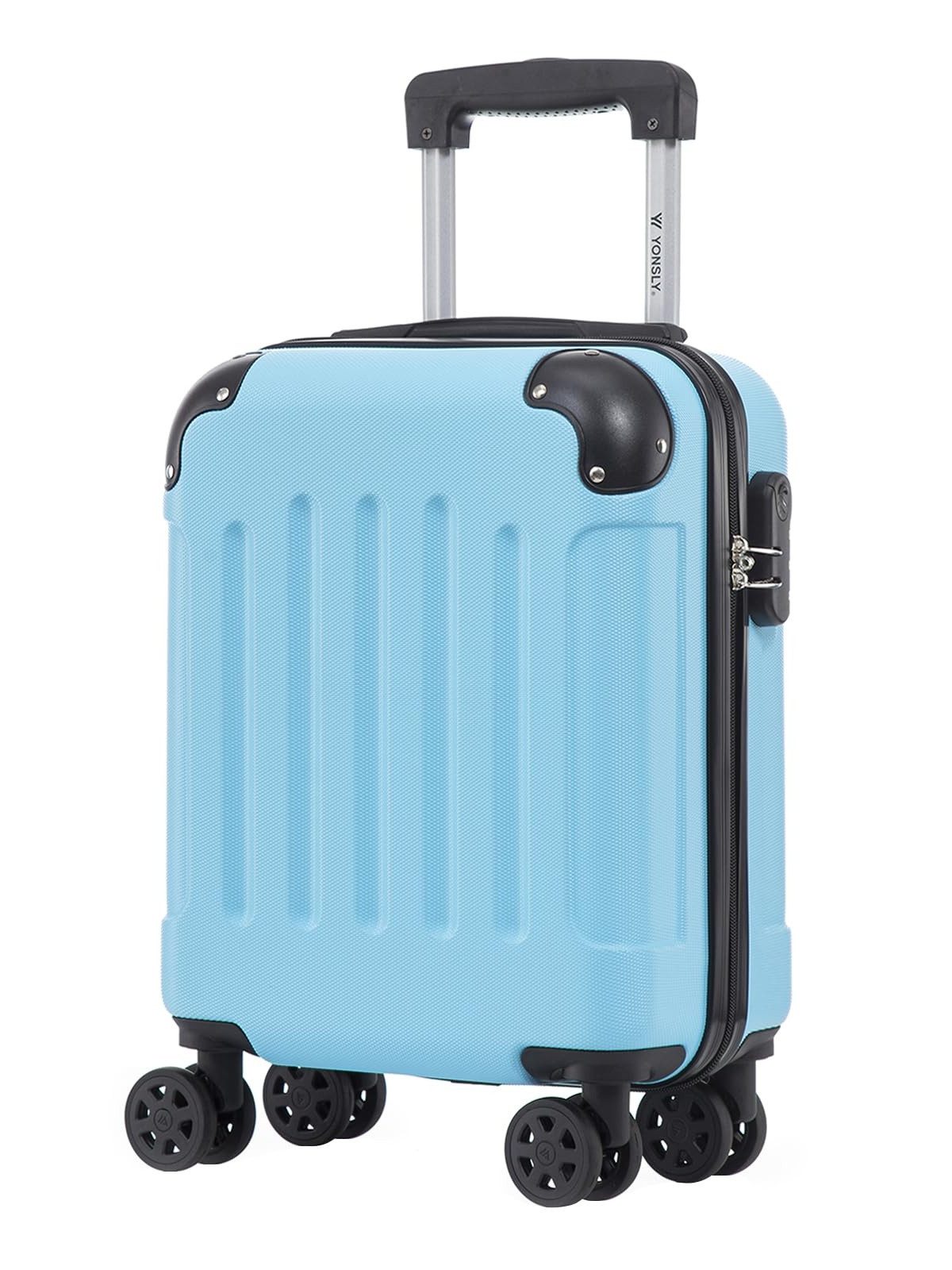 YONSLY Hartschalen-Trolley Hartschalen-Reisekoffer Trolley für Kurztrip und Urlaubsreisen, 4 Rollen, mit Zahlenschloss, ABS-Schale und weichem Gummigriff für Tragekomfort