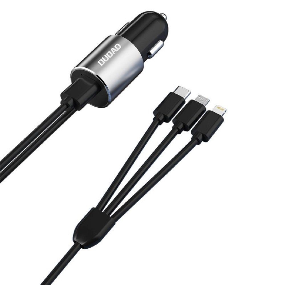 Dudao 3in1 Kfz Ladegerät USB 3,4 A Kabel iPhone/ USB-C/Micro-USB