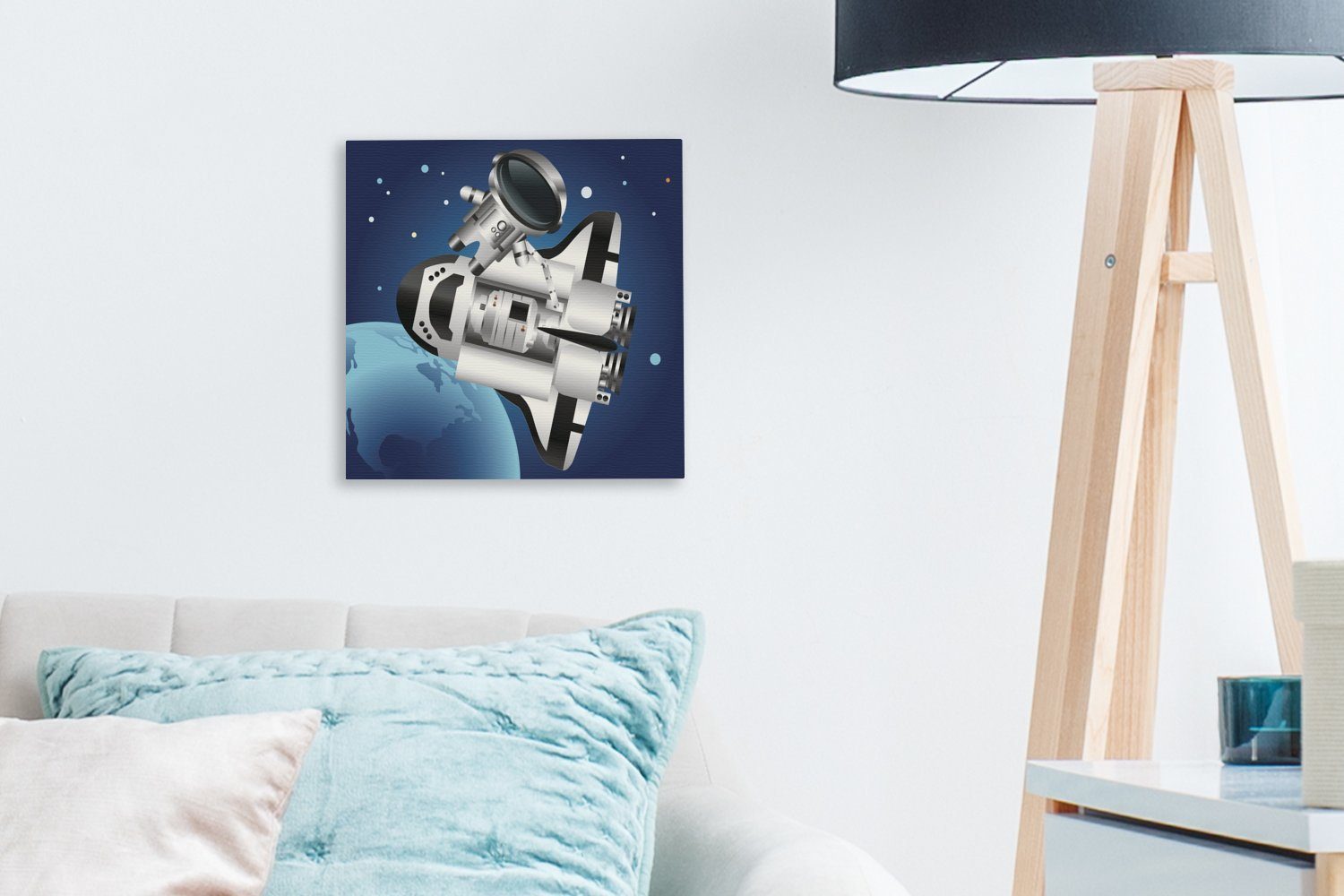 OneMillionCanvasses® Leinwandbild Bilder Raumfähre einer Schlafzimmer für Weltraum, Eine Leinwand (1 Wohnzimmer im Illustration St)