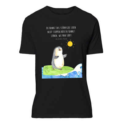 Mr. & Mrs. Panda T-Shirt Pinguin Surfer - Schwarz - Geschenk, Tshirt, Shirt, Wellen reiten, Po (1-tlg)