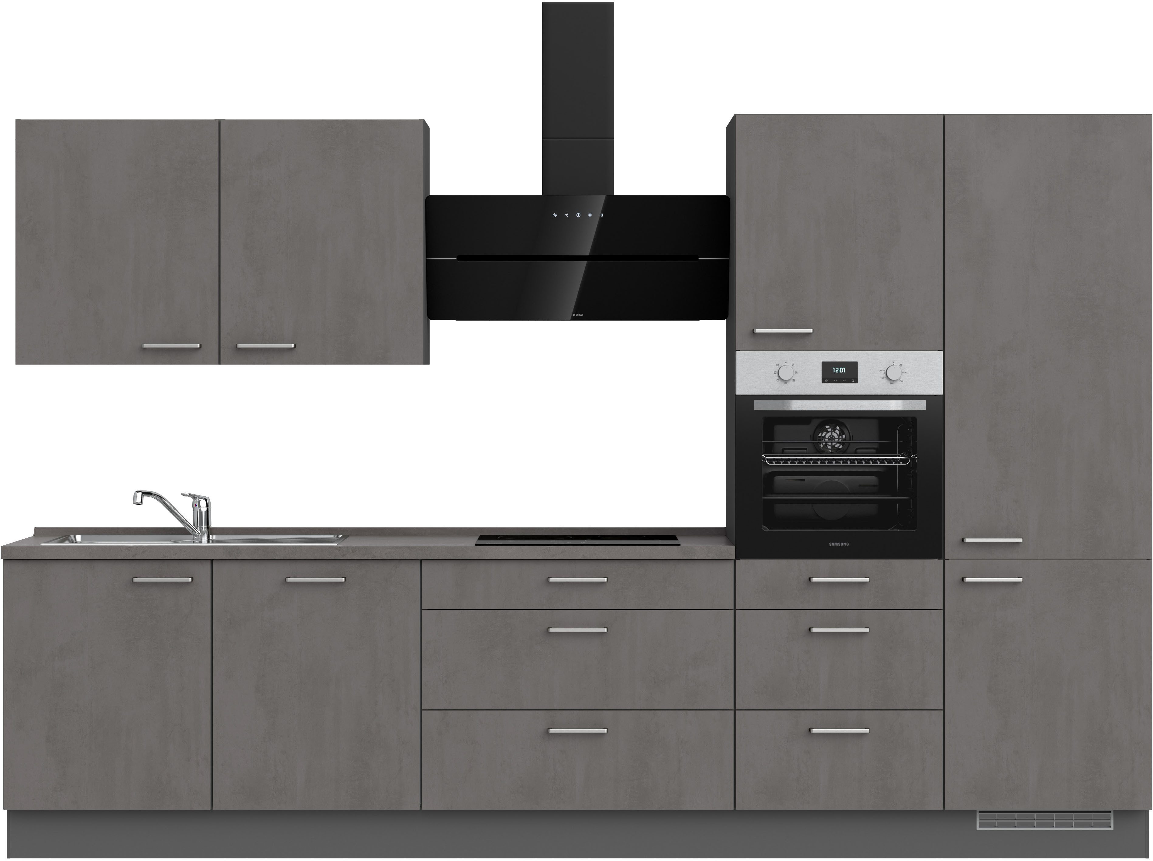 nobilia® Küchenzeile "Riva II", NEU: individuell anpassbar mit gratis Profi-Beratung, vormontiert, Breite 330 cm, Ausrichtung wählbar, wahlw. mit E-Geräten