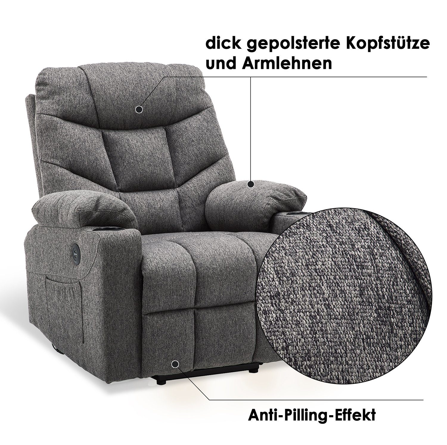 MCombo Relaxsessel MCombo Elektrische Aufstehhilfe Relaxsessel Fernsehsessel 7286, mit Relaxfunktion