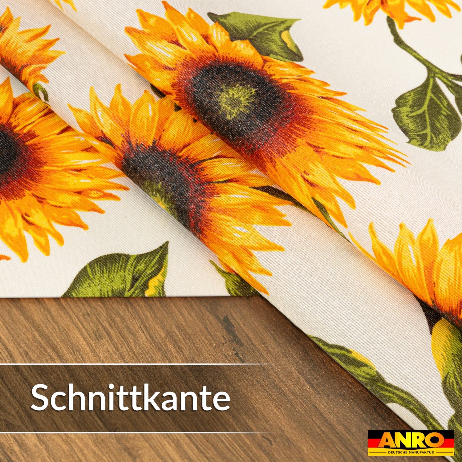 ANRO Tischdecke abwaschbar Baumwolloptik Sonnenblumen Gelb wetterfest (Einzelstück 1-tlg, eine Tischdecke), Stofftischdecke schmutzabweisend 160x140cm Sonnenblumen Gelb