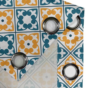 Gardine Dekorative 2-Panel-Fenstervorhänge für Schlafzimmer Wohnzimmer, Abakuhaus, marokkanisch Spanisch Azulejo Stil