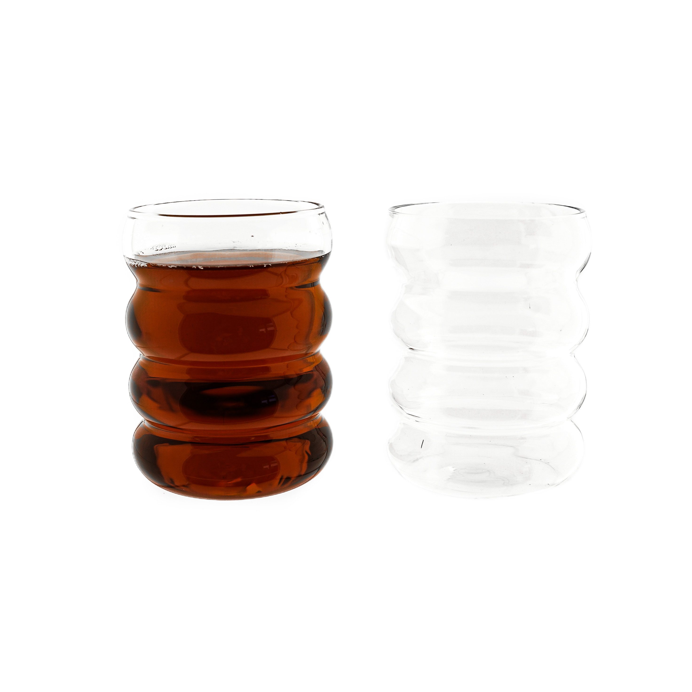 Gläser-Set 350 ml Wave-Style Kaffeegläser Getränkebecher transparent