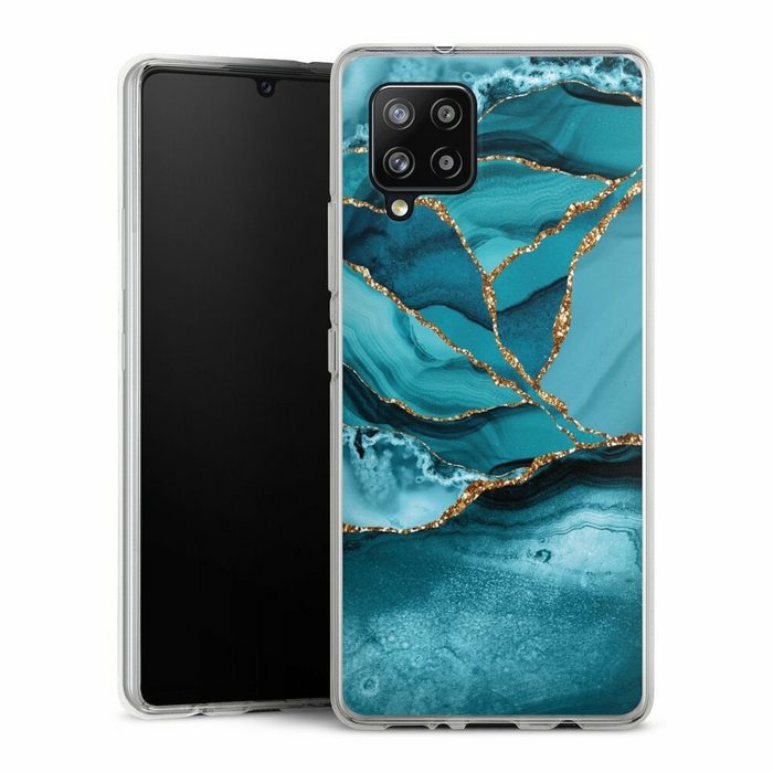 DeinDesign Handyhülle Edelstein Glitzer Look Marmor Eisblaue Marmor Landschaft Samsung Galaxy A42 5G Silikon Hülle Bumper Case Handy Schutzhülle