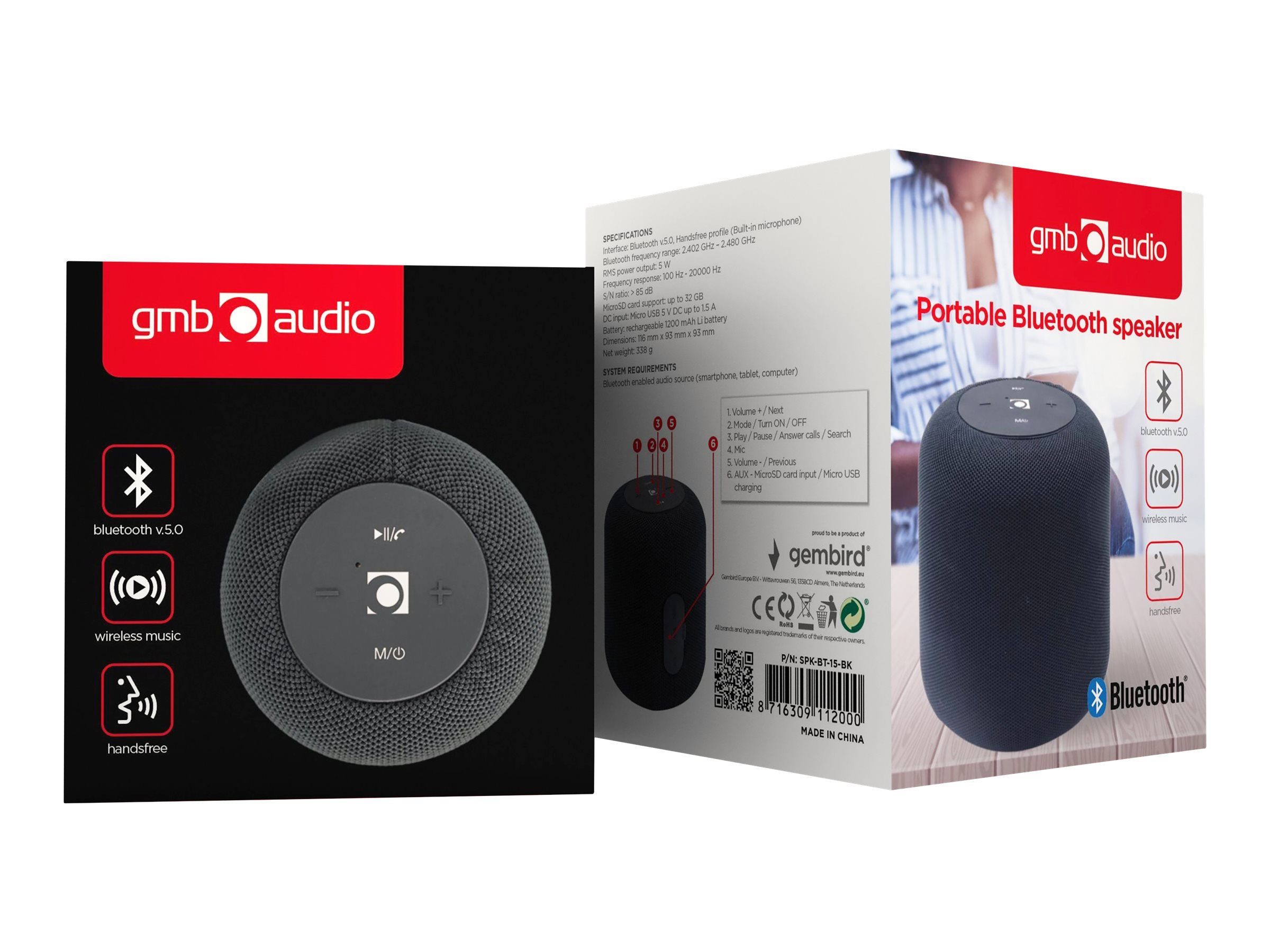 Gembird GEMBIRD Bluetooth-Lautsprecher schwarz PC-Lautsprecher
