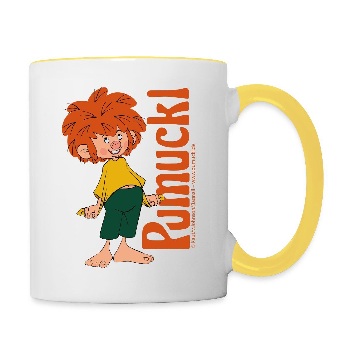 Spreadshirt Tasse Pumuckl Mit Verschmitztem Lächeln Und Logo Tasse Zweifarbig, Keramik