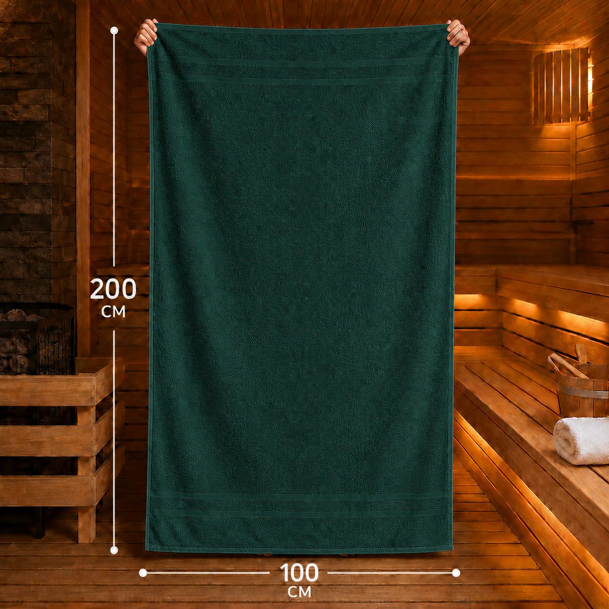 Komfortec Saunatuch 100x200 Extra Große XXL Premium Saunatuch, Unifarben (1-St), extra Große XXL, Schnelltrocknend, Frottee, Weich, Baumwolle – Bild 4 von 5