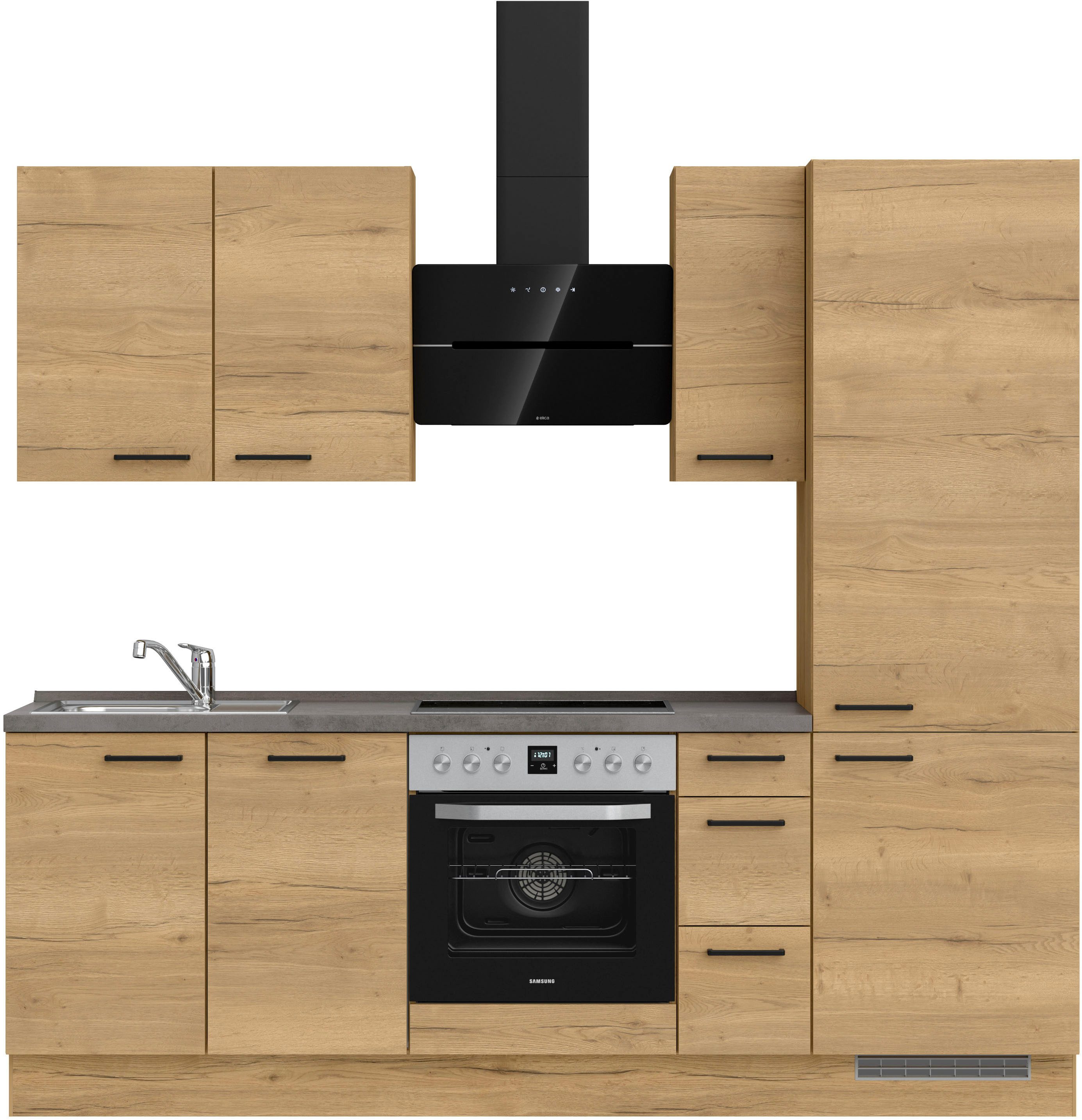 nobilia® Küchenzeile "Structura II", NEU: individuell anpassbar mit gratis Profi-Beratung, vormontiert, Breite 240 cm, Ausrichtung wählbar, wahlw. mit E-Geräten