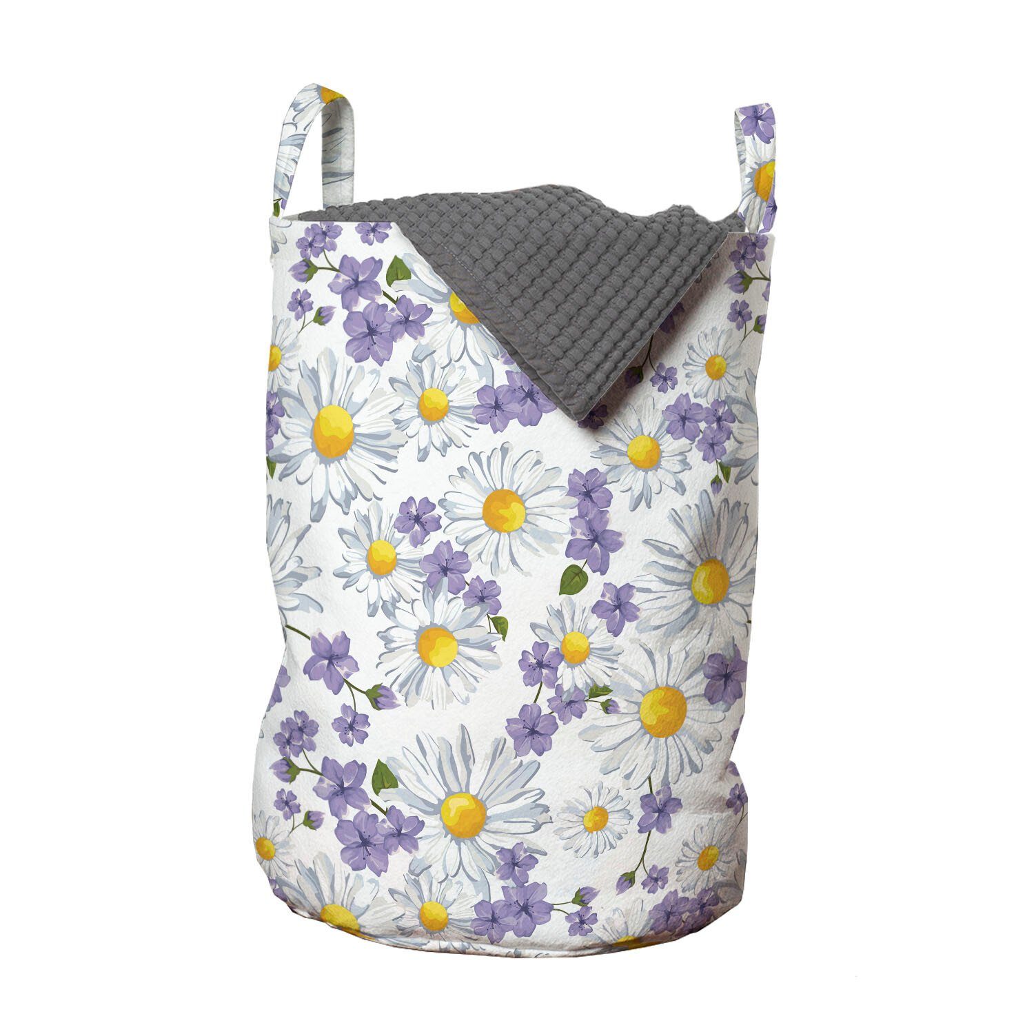 Abakuhaus Wäschesäckchen Wäschekorb mit Griffen Kordelzugverschluss für Waschsalons, Blumen Blühende wilde Blumen