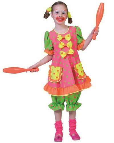 Funny Fashion Kostüm Clown Girl Fluo - Buntes Mädchen Clownkostüm Kleid
