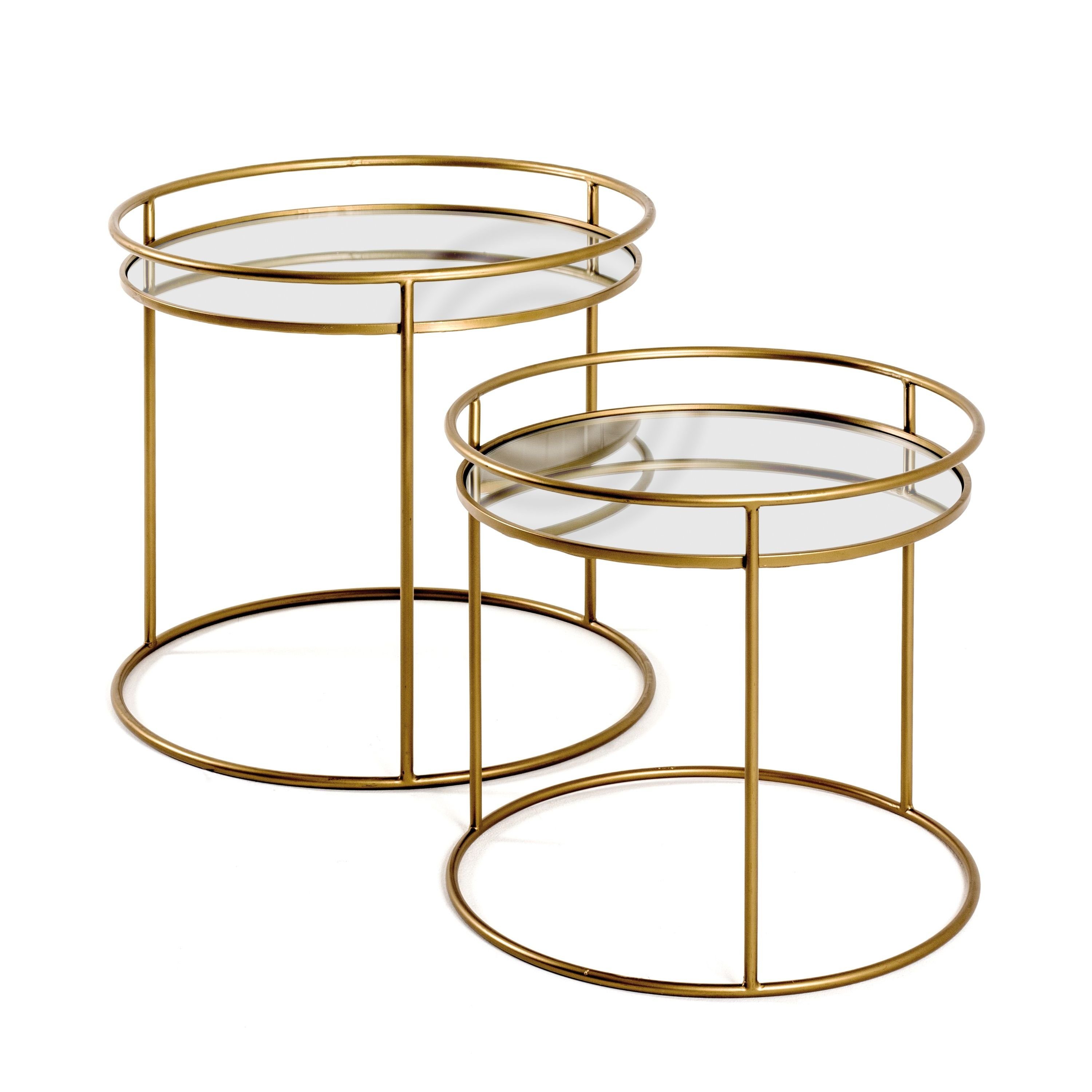 Beistelltisch HAKU Möbel Beistelltisch 2er Set gold Kaffeetisch Laptoptisch