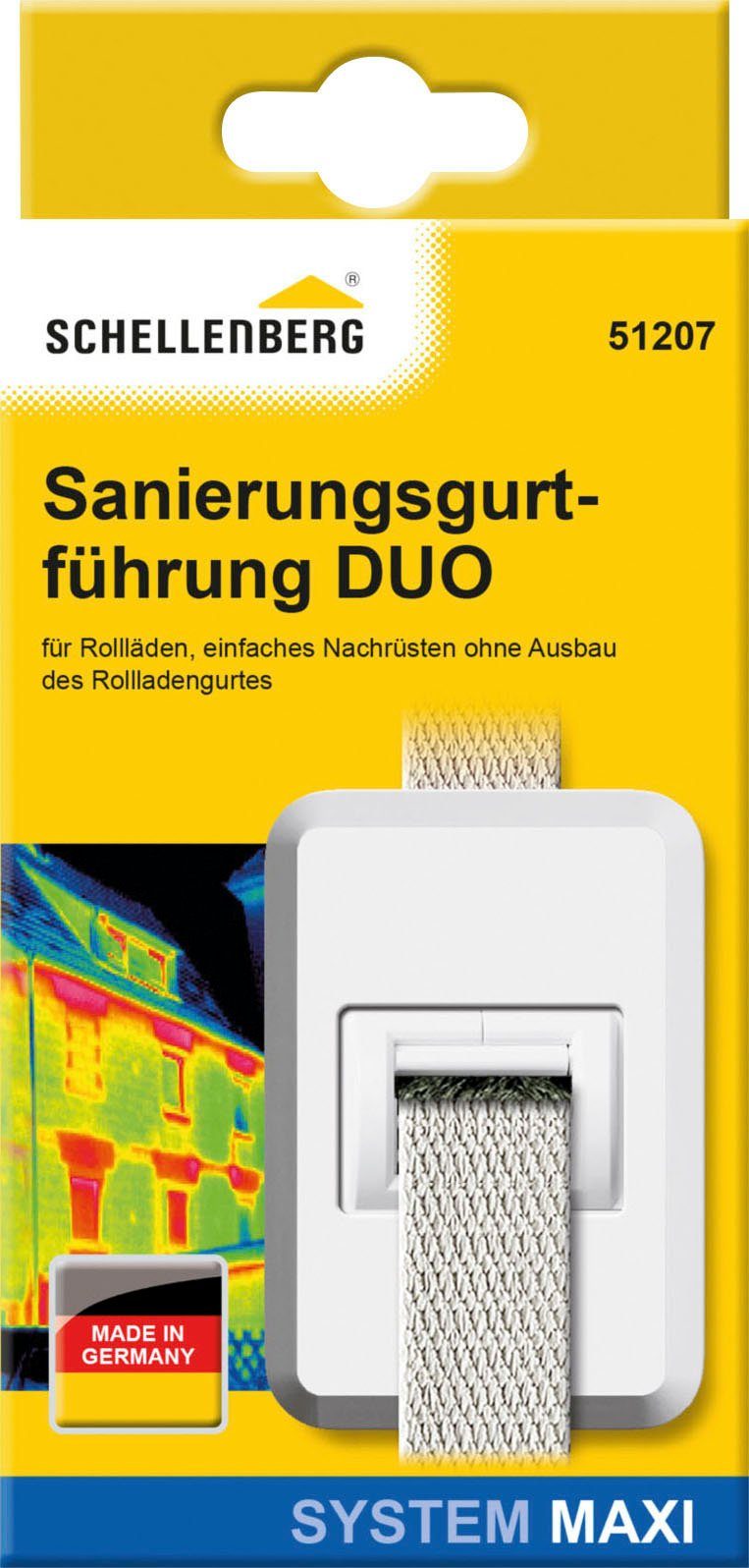 SCHELLENBERG Rollladen-Gurtführung Sanierungsgurtführung DUO Maxi, für max. 2,3 cm Gurtbreite, 1-St., mit Bürstendichtung ideal für Sanierungsarbeiten, 60x85x20 mm
