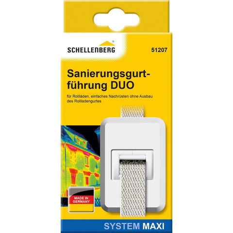 SCHELLENBERG Rollladen-Gurtführung Sanierungsgurtführung DUO Maxi, für max. 2,3 cm Gurtbreite, 1-St., mit Bürstendichtung ideal für Sanierungsarbeiten, 60x85x20 mm