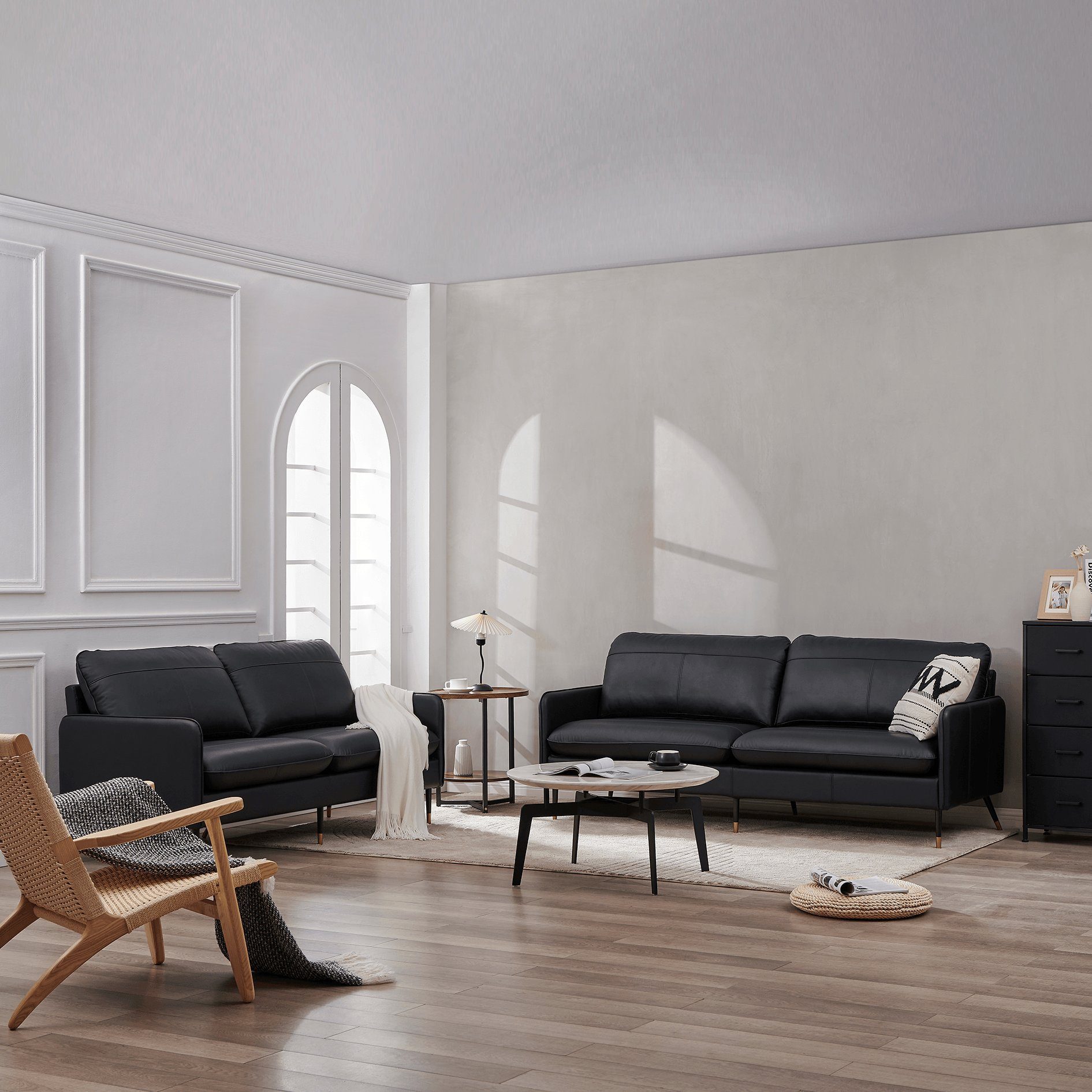 Z-Hom Sofa Z-hom Leder Sofa Modell 002, 2-Sitzer-/ 3-Sitzer-Sofa, Moderne Couch