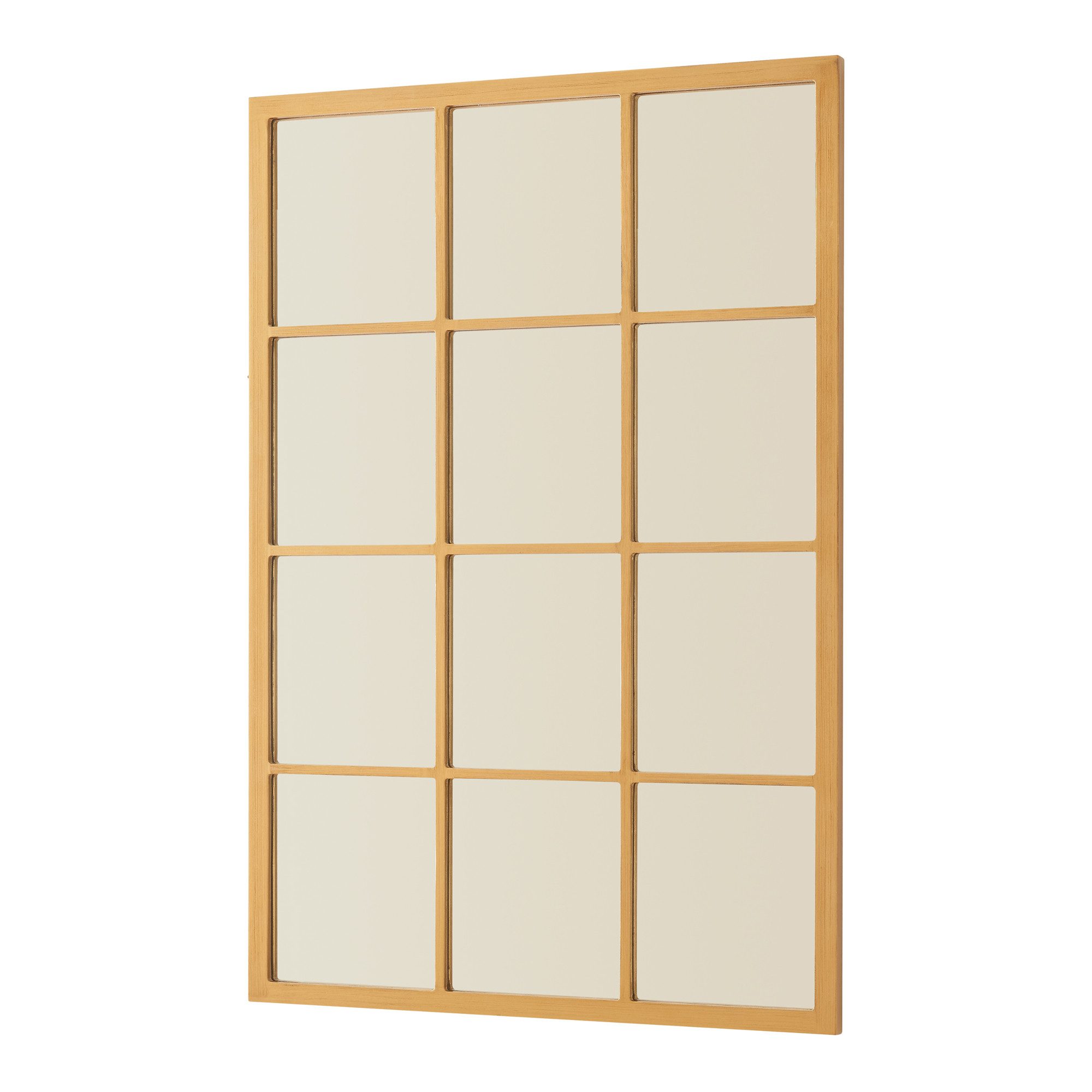 en.casa Wandspiegel, »Cupello« 90x60cm Rahmen Gold Fensteroptik günstig online kaufen